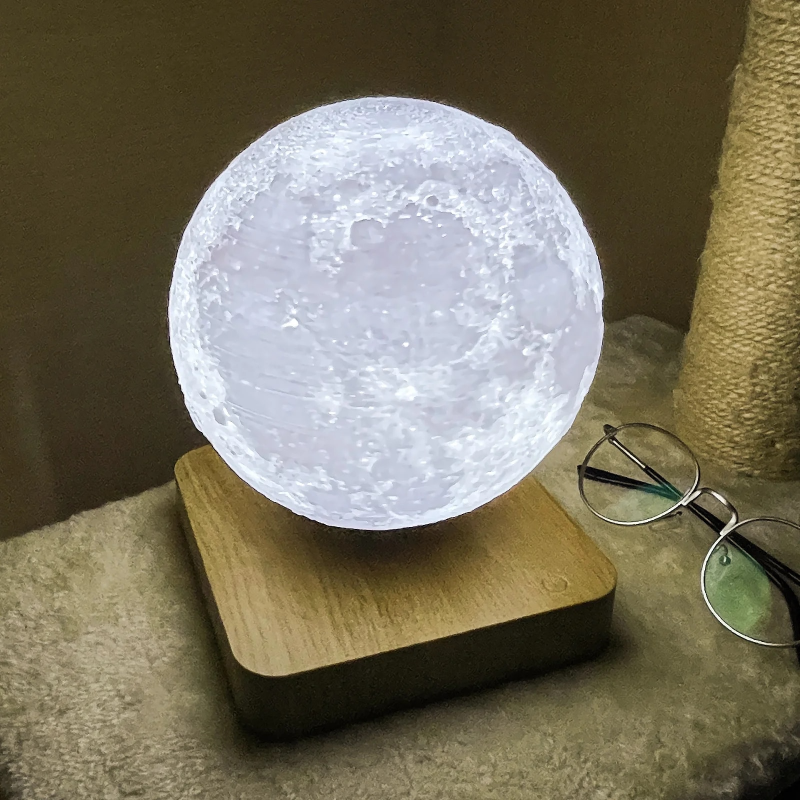 Magnetic Levitation Floating Moon Lamp – 3D Printed LED Night Light with Touch and Remote Control