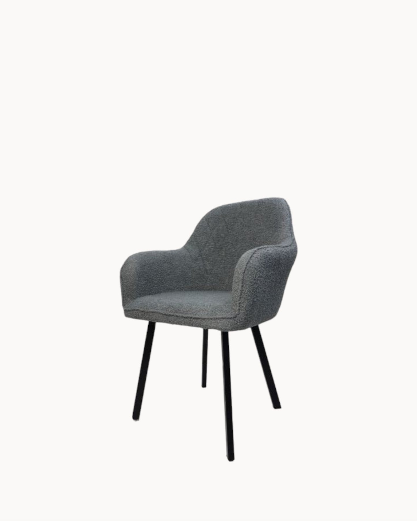 Set of 2 Modern Dining Chairs – Demi – Light Grey and Black Fabric with Metal Frame