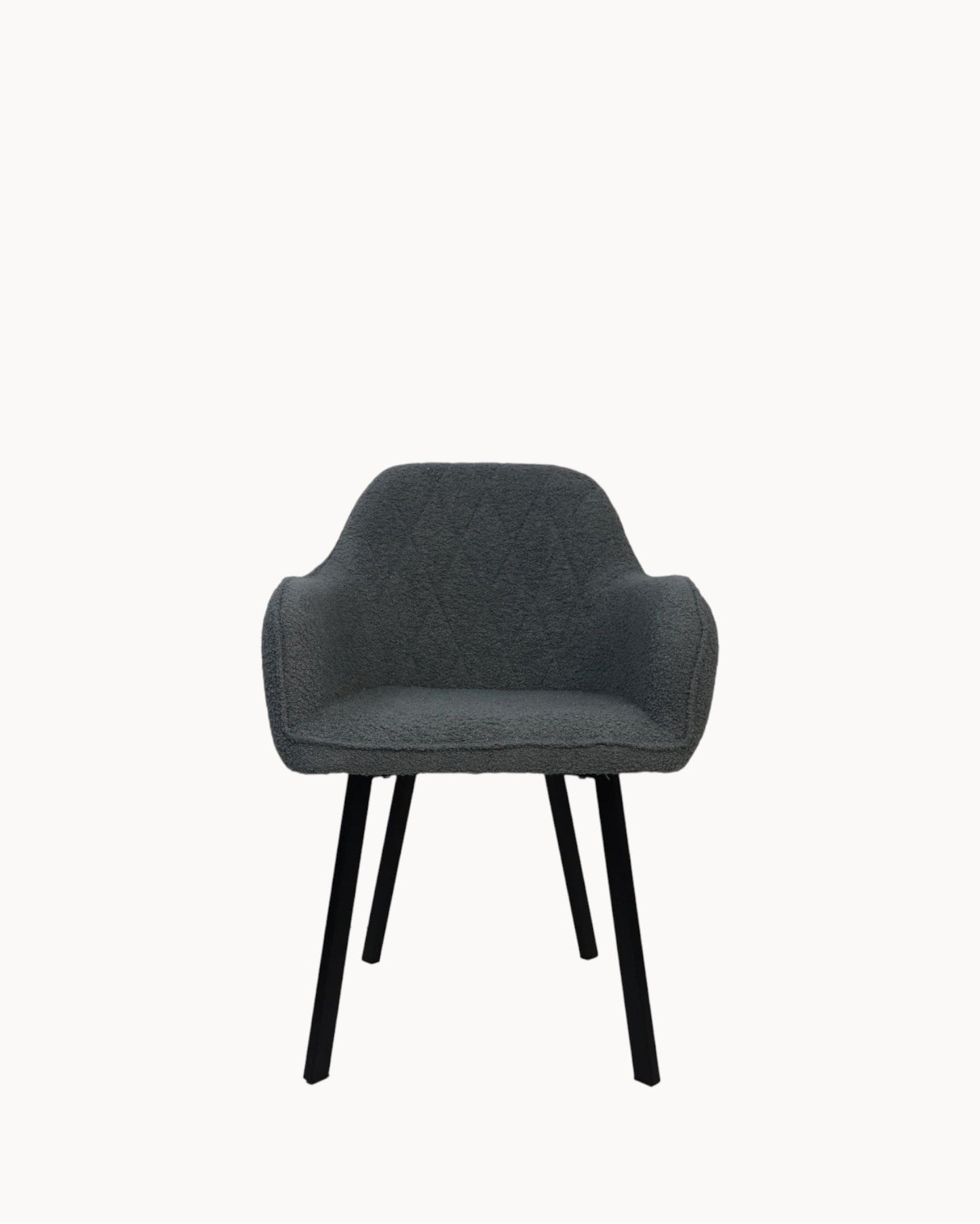 Set of 2 Modern Dining Chairs – Demi – Light Grey and Black Fabric with Metal Frame
