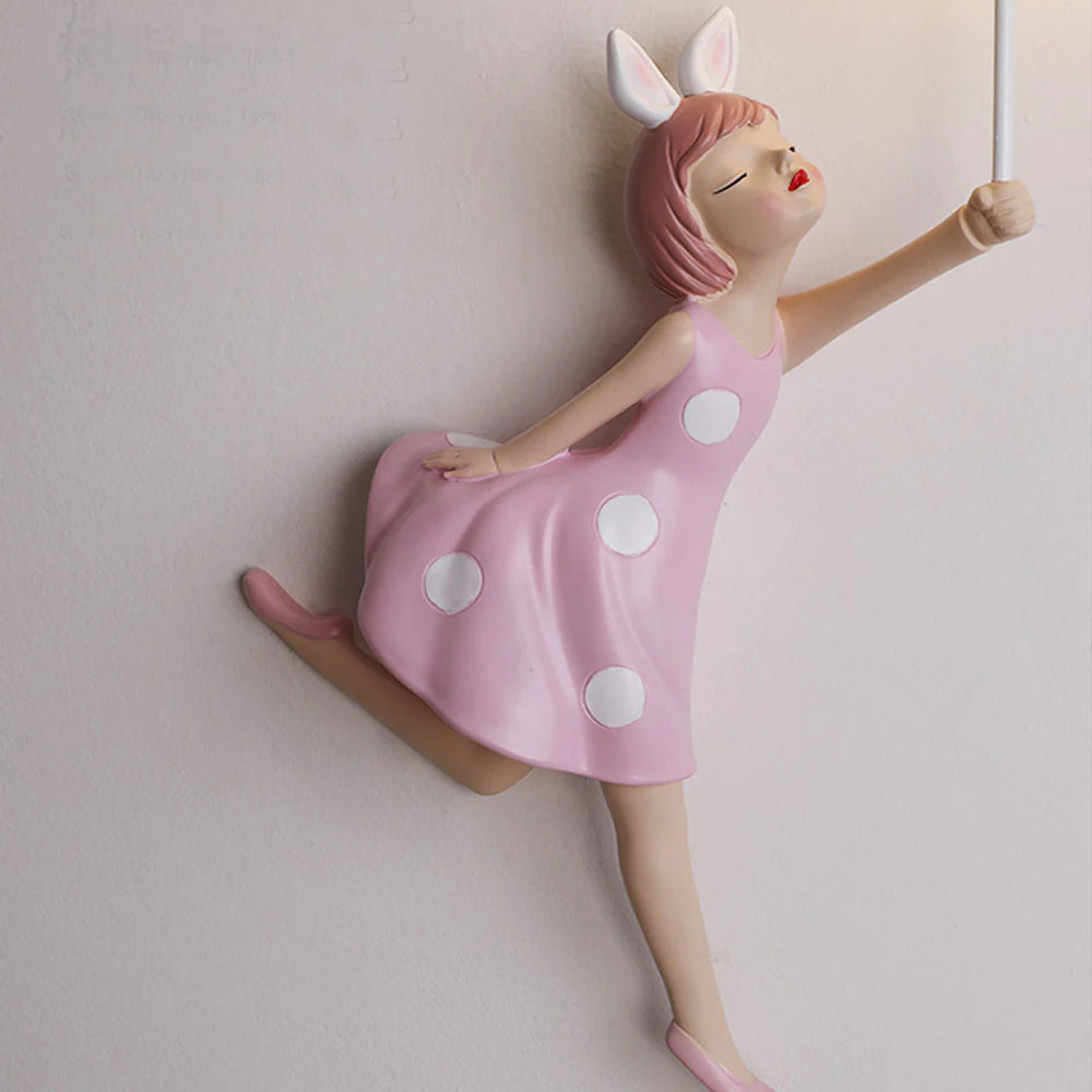Aria Contemporary Pink Acrylic Balloon/Girl Shape Wall Lamp for Living Room