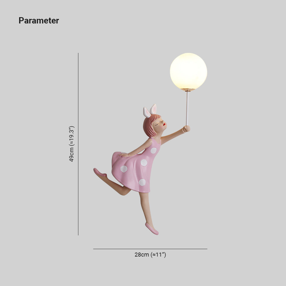 Aria Contemporary Pink Acrylic Balloon/Girl Shape Wall Lamp for Living Room