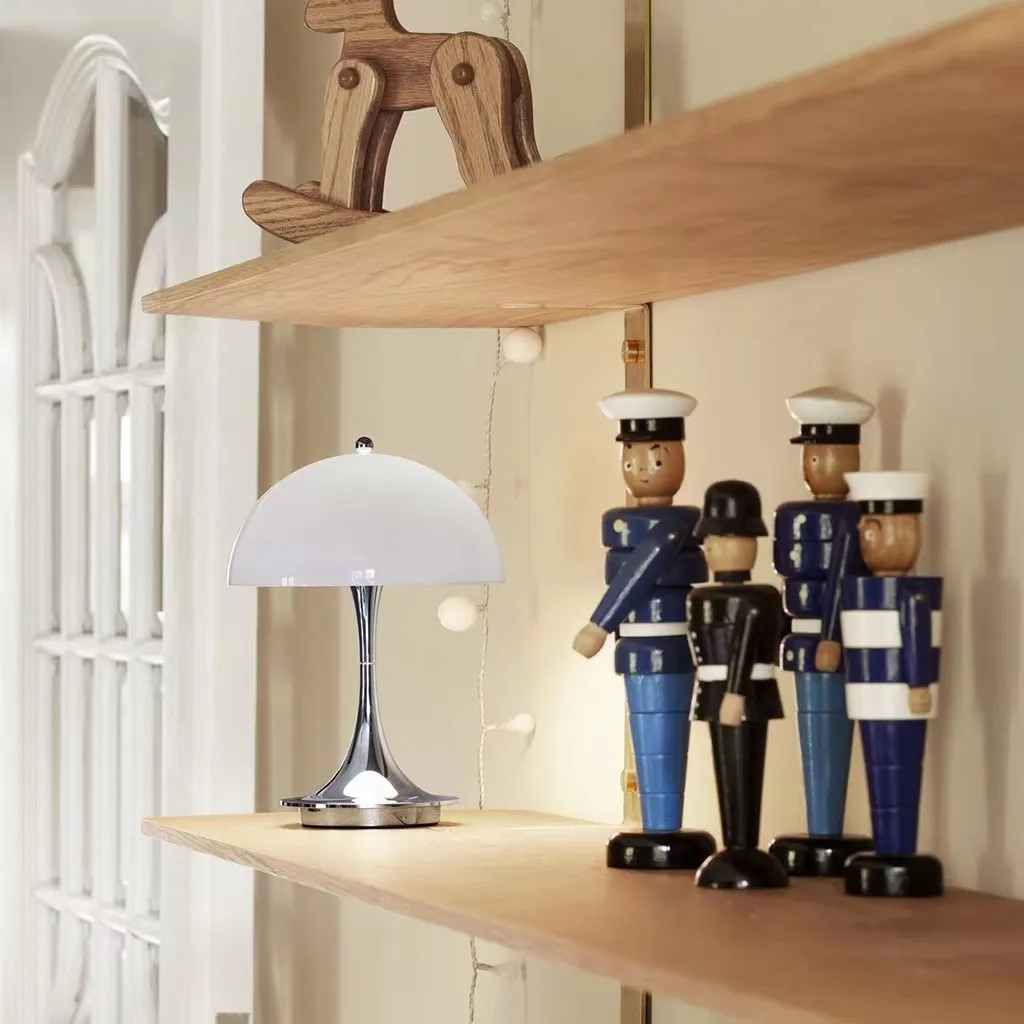 Contemporary Mushroom-Inspired LED Desk Lamp, 2W, Adjustable 3000K-6000K, Touch Dimming Feature