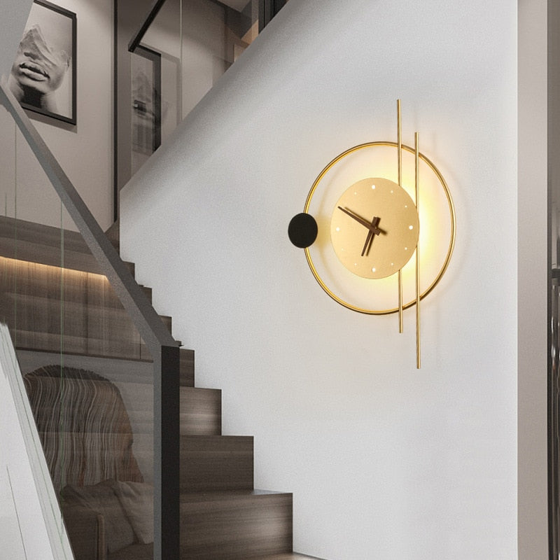 Arisha Contemporary Round LED Wall Clock - Metal and Acrylic Design for Bedroom and Living Room