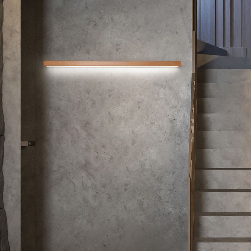 Muto Contemporary Linear LED Wall Lamp with 1/2-Bulb Mirror Front for Living Room