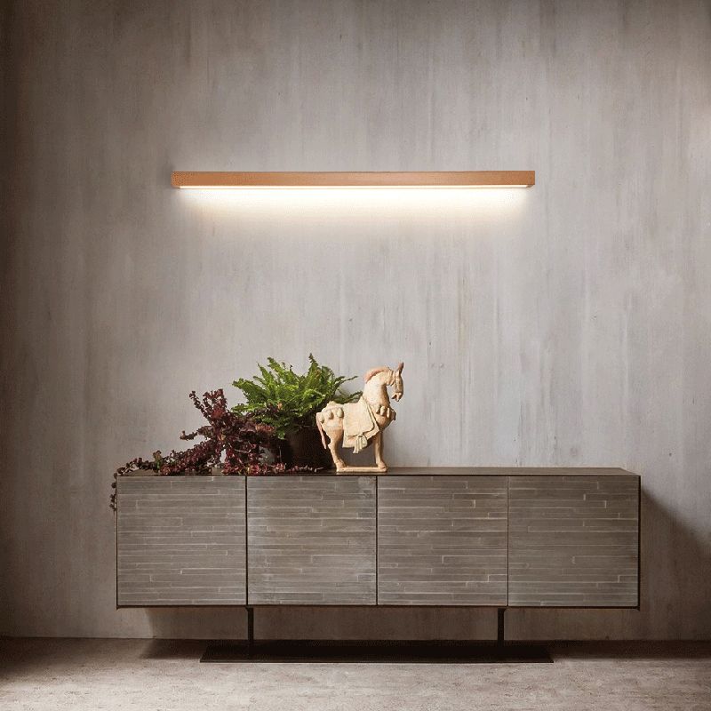 Muto Contemporary Linear LED Wall Lamp with 1/2-Bulb Mirror Front for Living Room