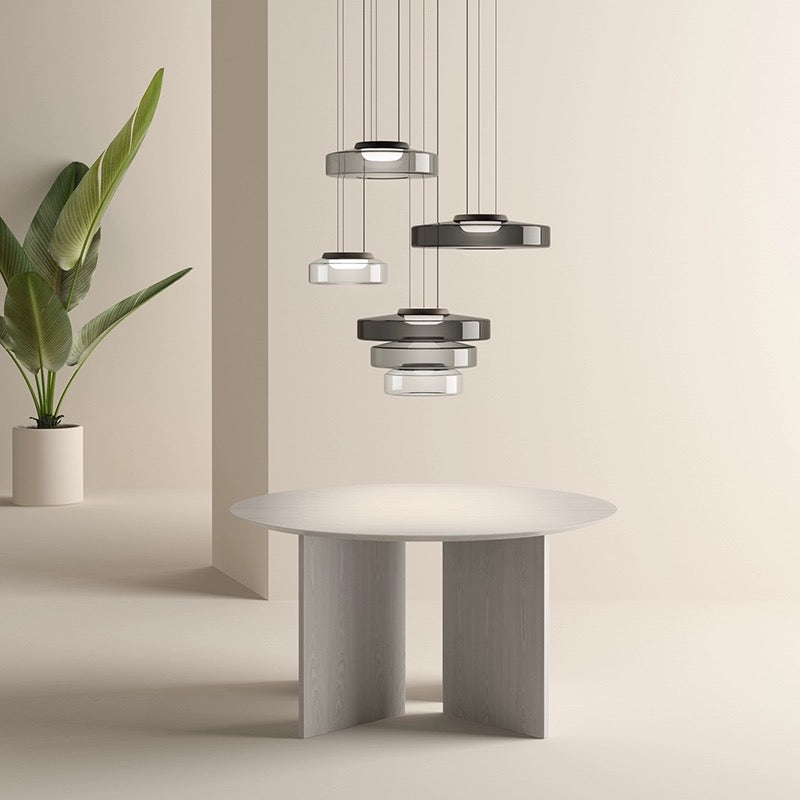Contemporary Glass Pendant Light | Adjustable Hanging Cable & LED Bulbs | 12W