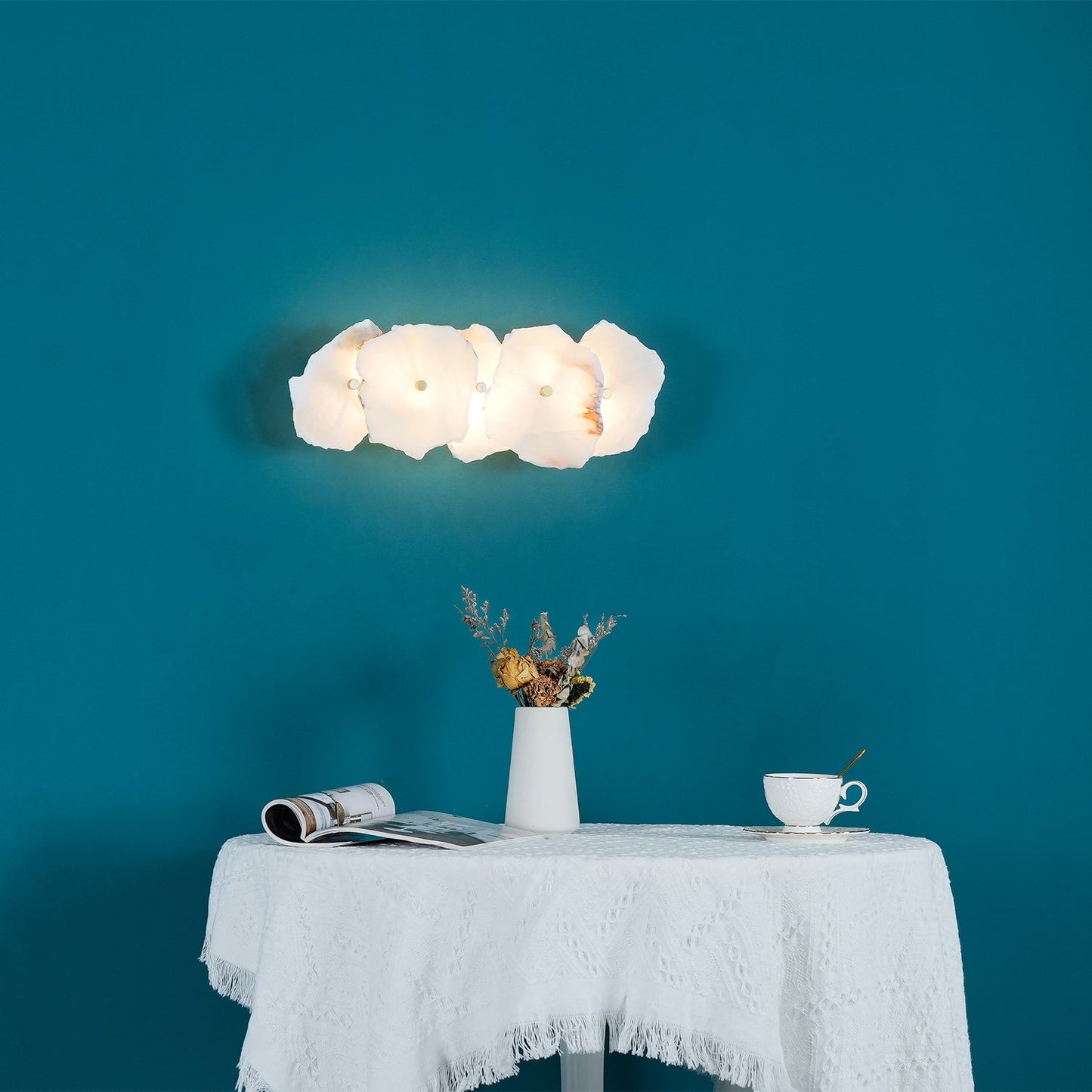 Cevra Alabaster Floral Wall Sconce