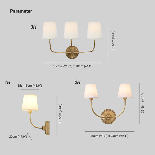 Victor Black Bronze Wall Lamp with Fabric Shade