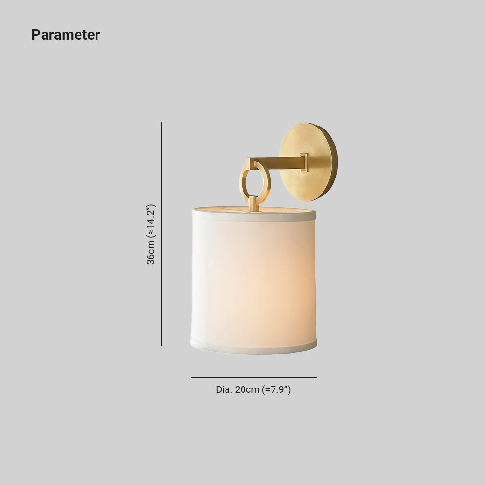 Cylindrical Fabric Shade Iris Wall Lamp in Rustic Country House Design