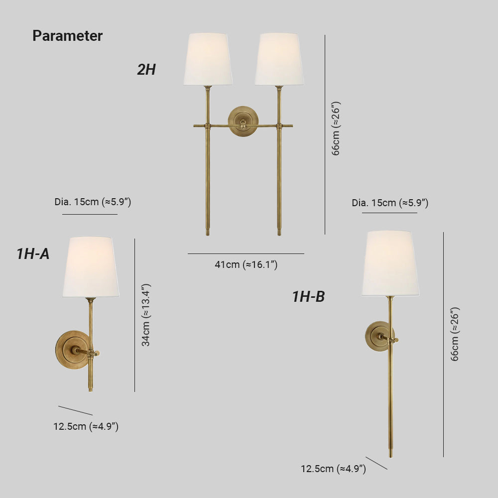 Brass Theodore Wall Lamp with Fabric Shade