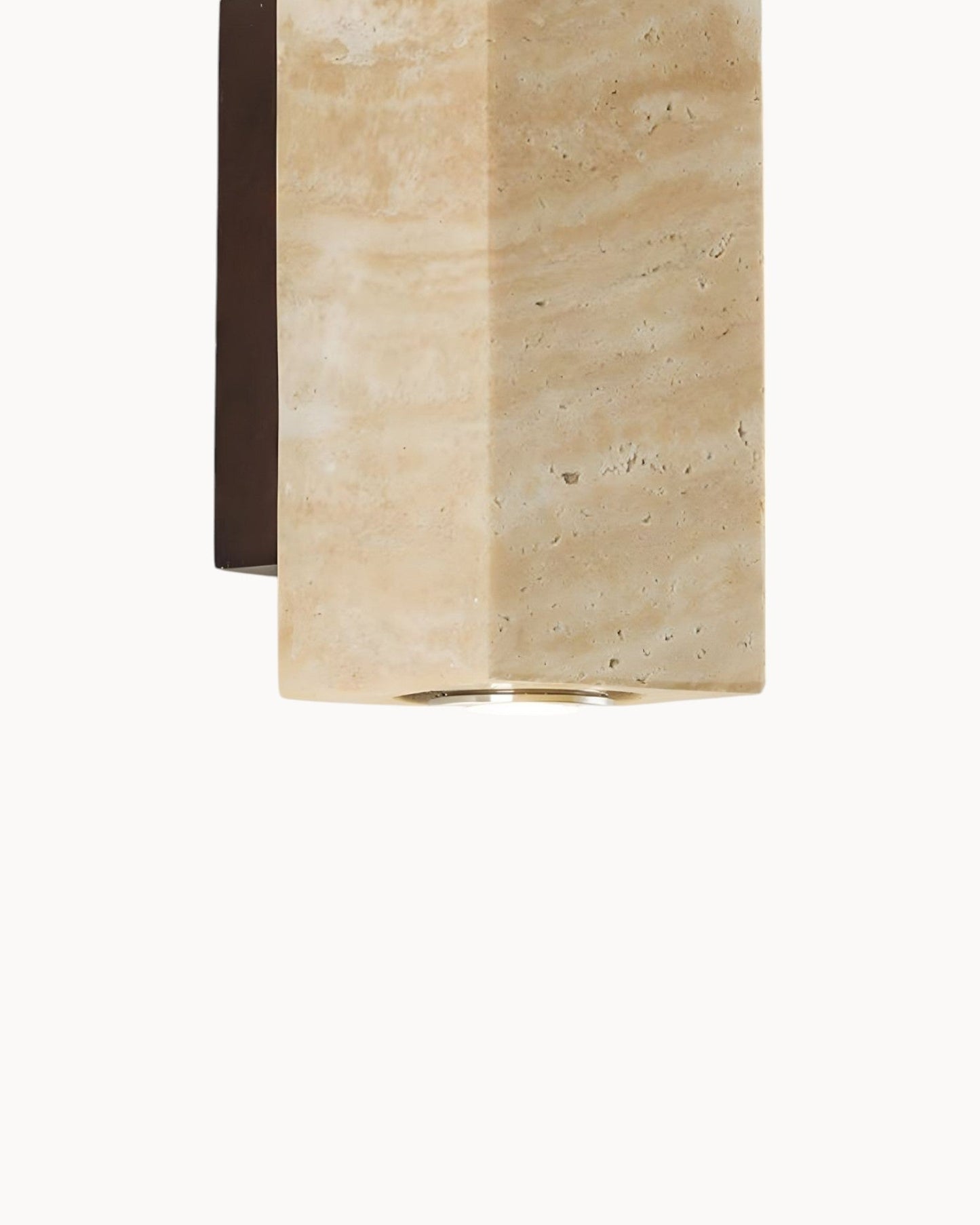 Gerini Square Wall Light – Natural Stone Travertine with Wooden Base – E27