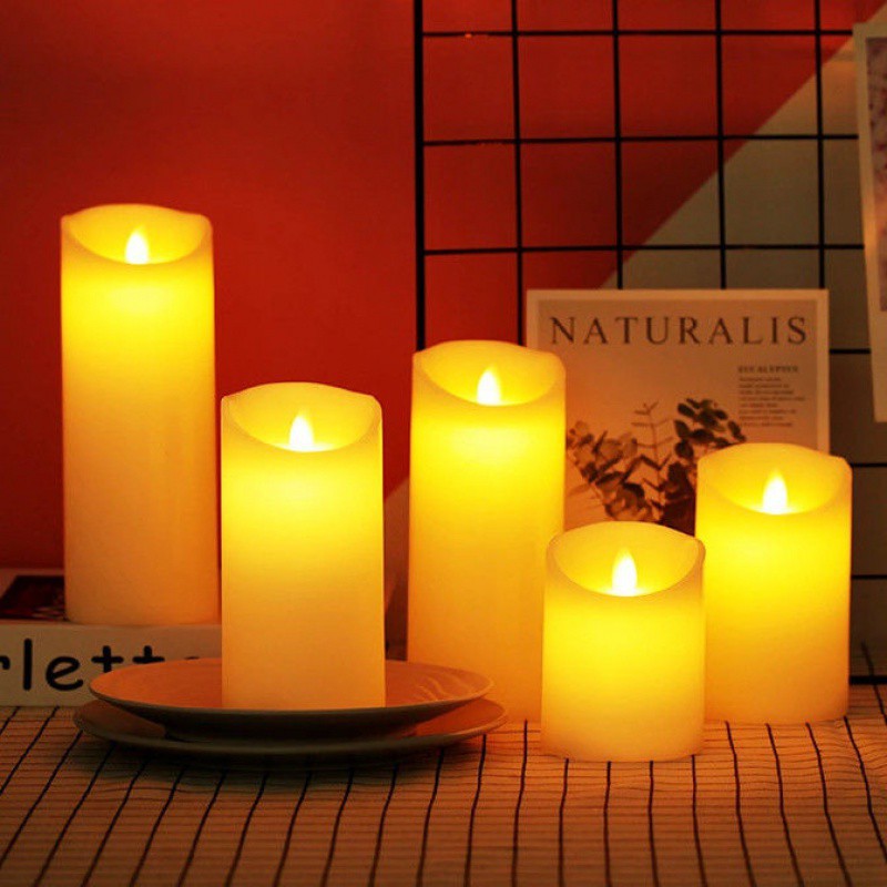 Battery-Operated Flameless LED Block Candles – Safe, Decorative, and Realistic Flickering Effect – Ideal for Living Room, Kitchen, and Bedroom