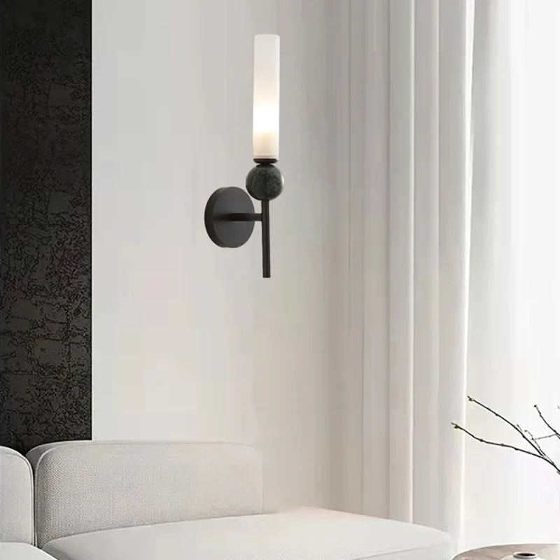 Modern Marble Wall Light in Gold or Black with Copper Accents, G9 LED 5W 3000K