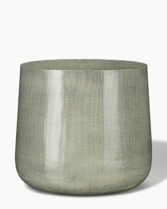 Mica Decorations Benson Light Grey Metal Flower Pot - 26 cm Diameter, 24 cm Height