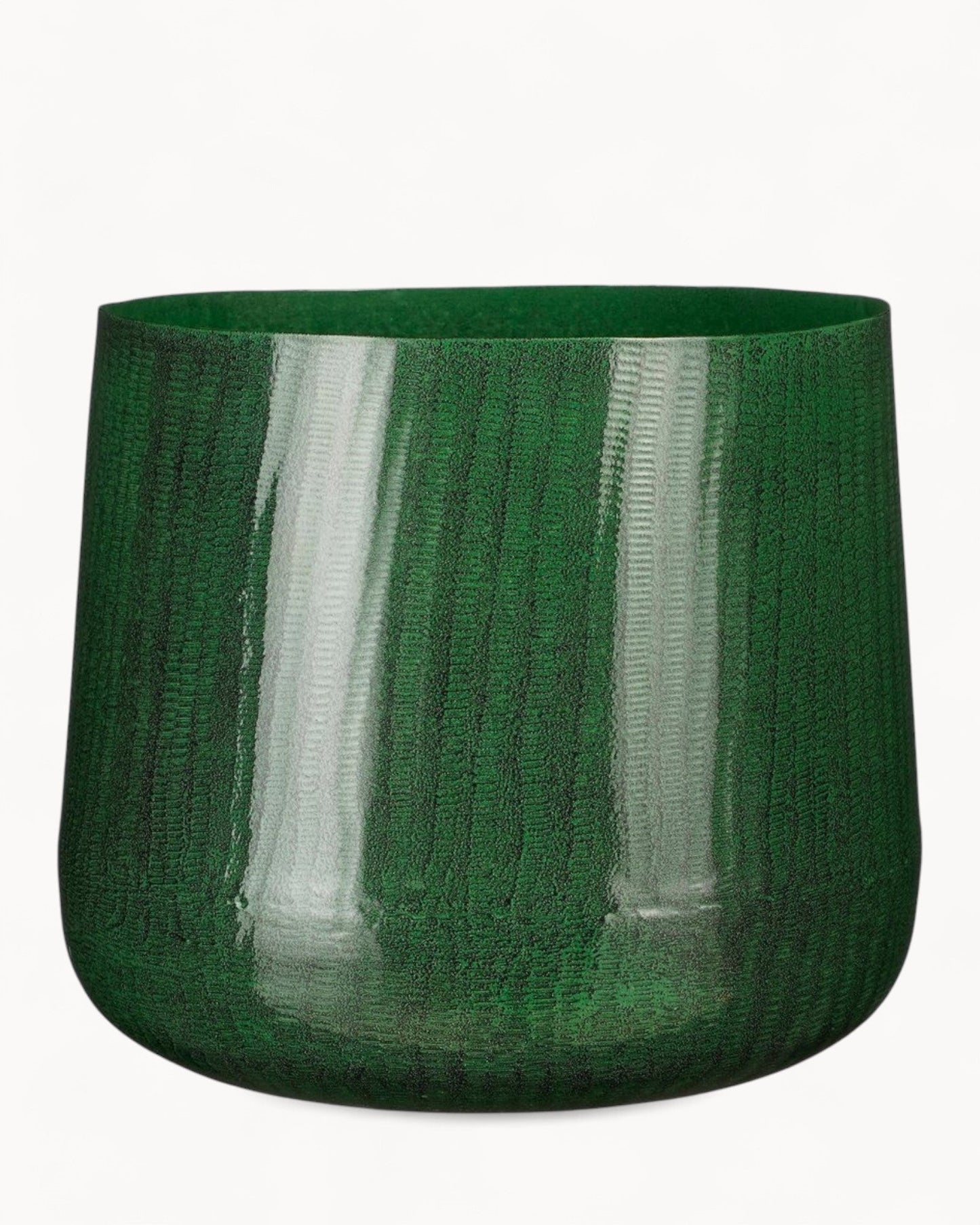 Mica Decorations – Dark Green Metal Flower Pot, 24 cm Height x 26 cm Diameter