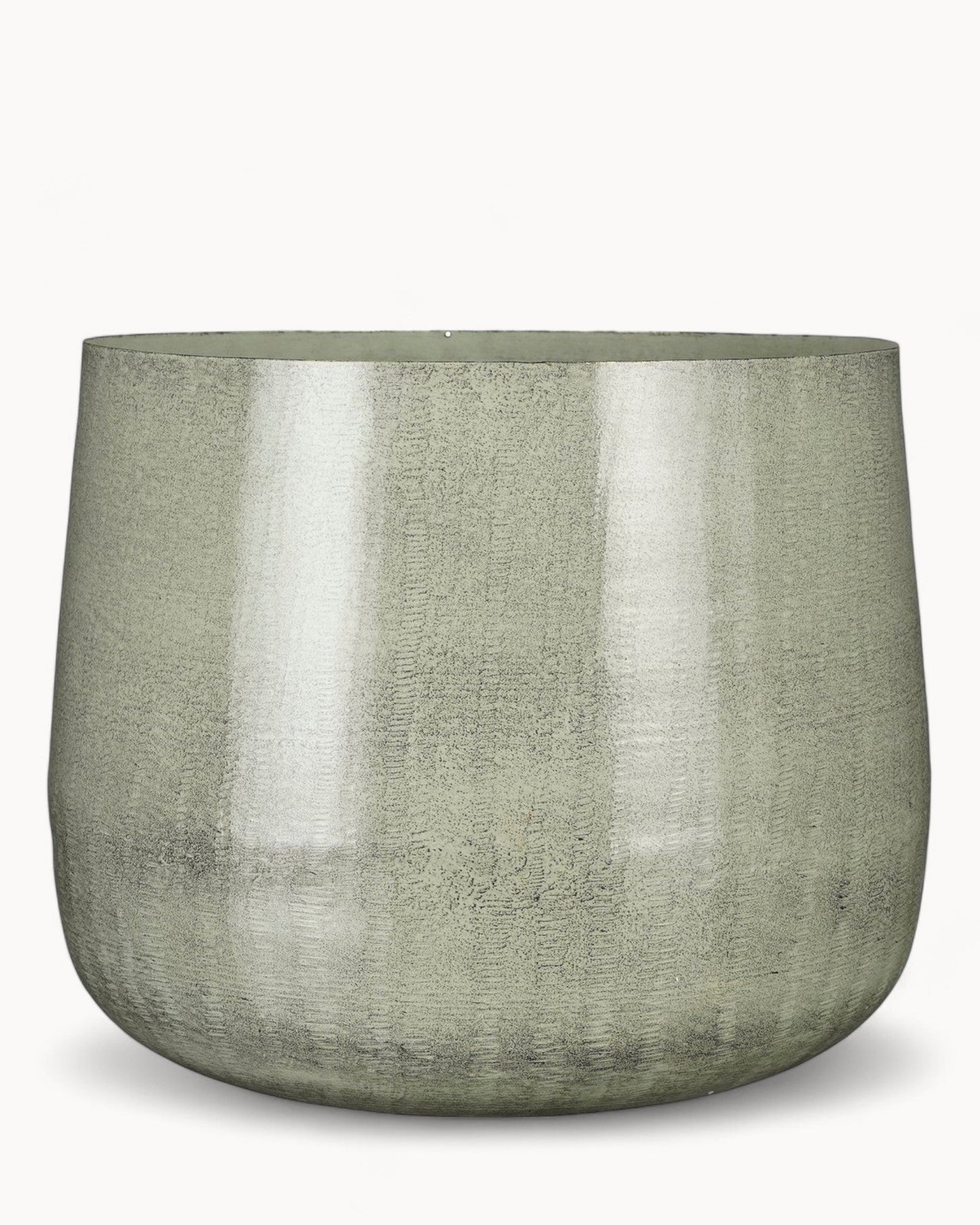 Mica Decorations – Light Grey Metal Flower Pot – Industrial Style – 37 cm Diameter