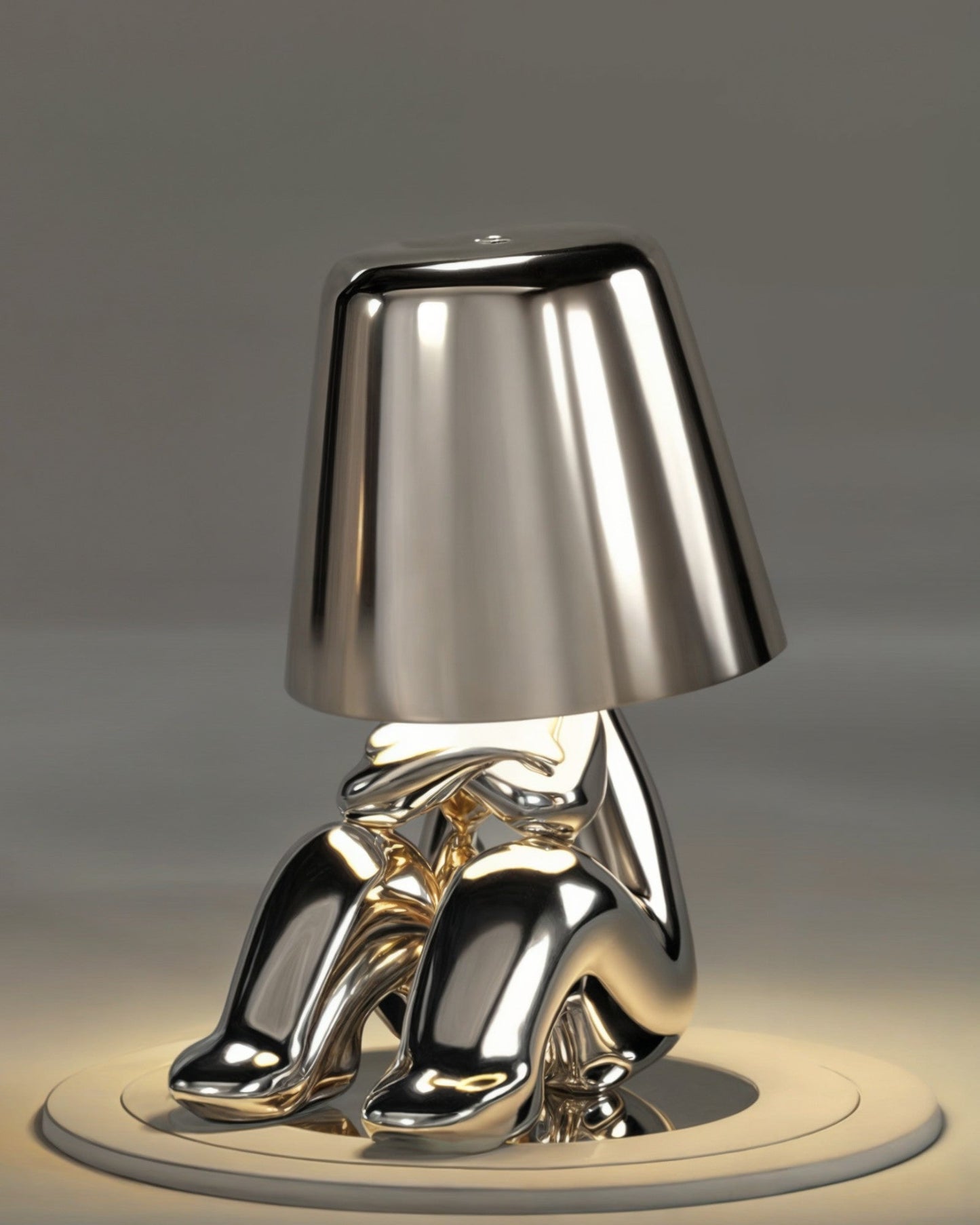 Gold USB Rechargeable Dimmable Table Lamp - 1800mAh Battery, Resin Design, 3W