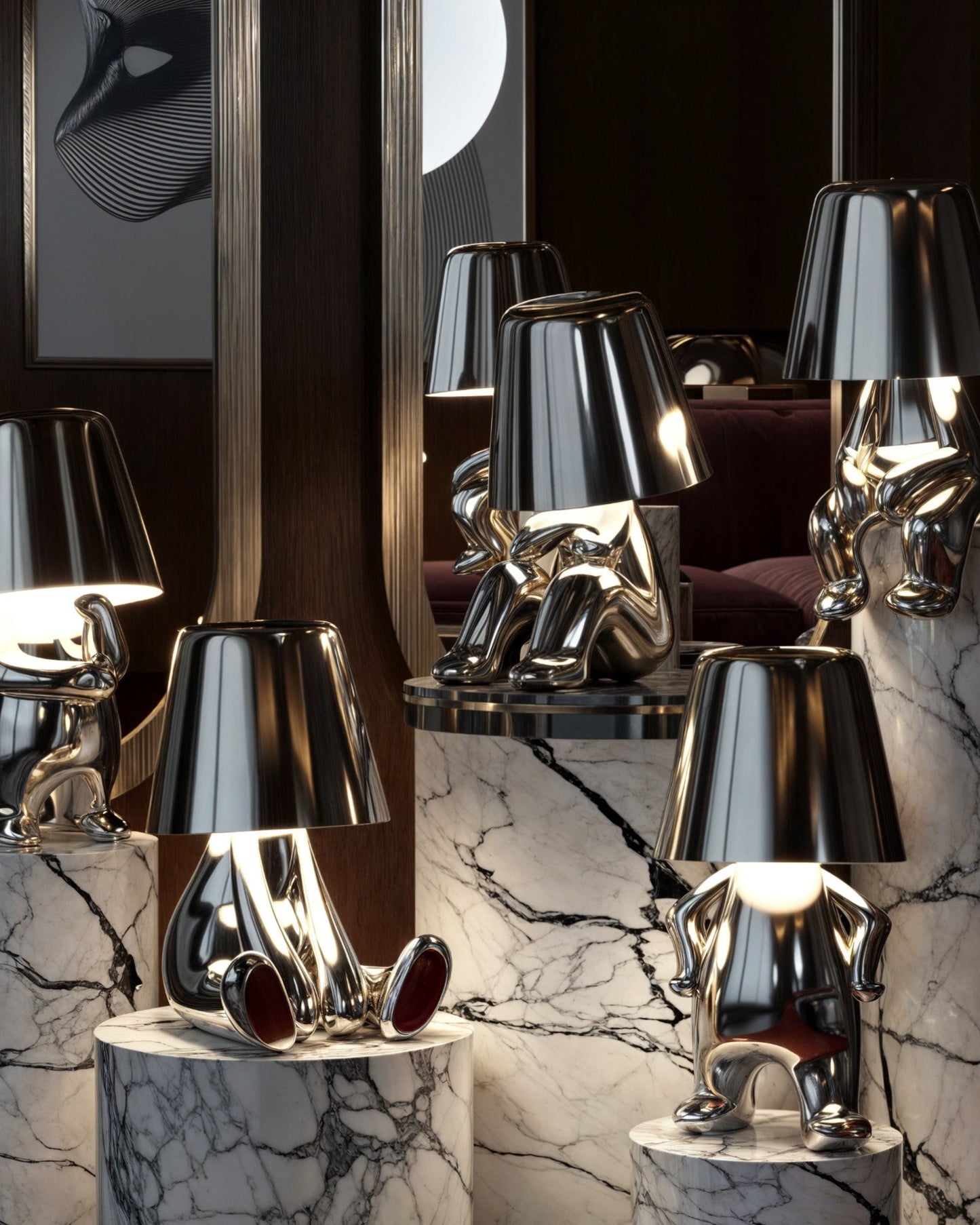 Gold USB Rechargeable Dimmable Table Lamp - 1800mAh Battery, Resin Design, 3W