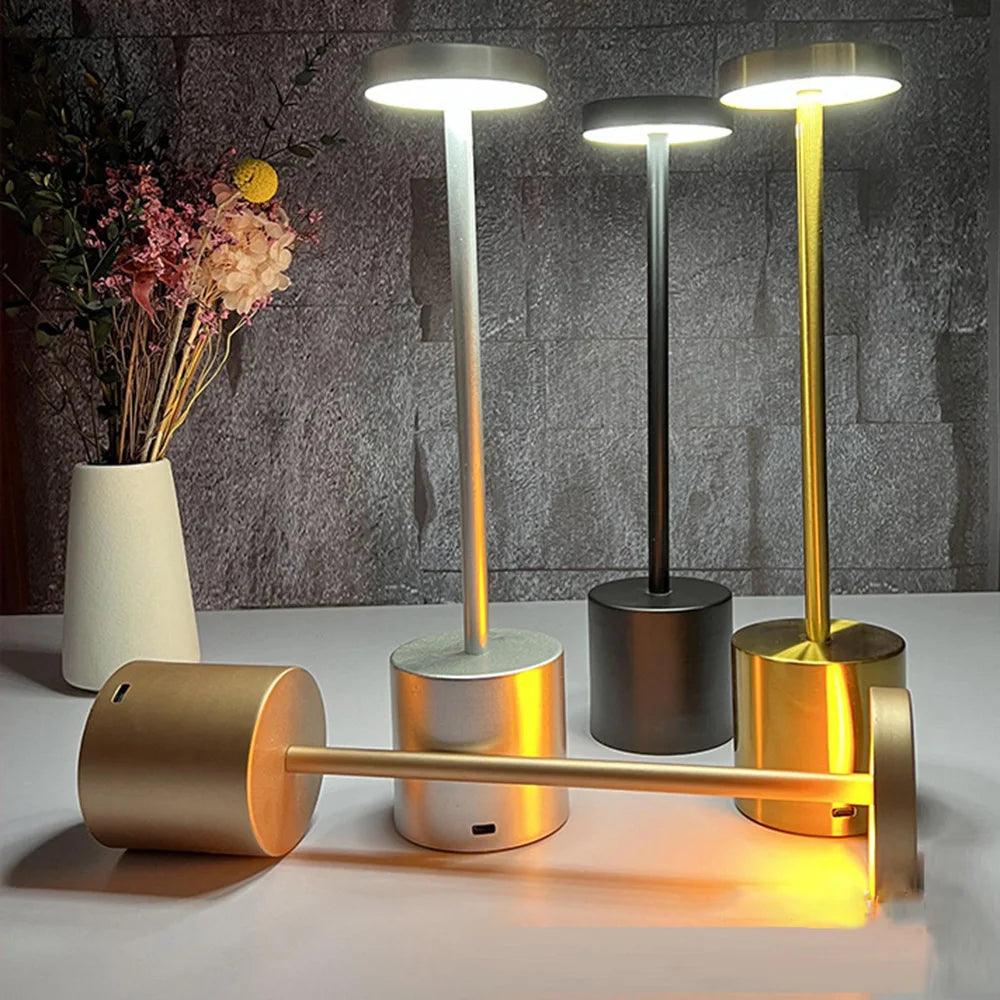 Chic LoraGlow Wireless Table Lamp | USB Rechargeable | Metal & LED | Dimmable Design