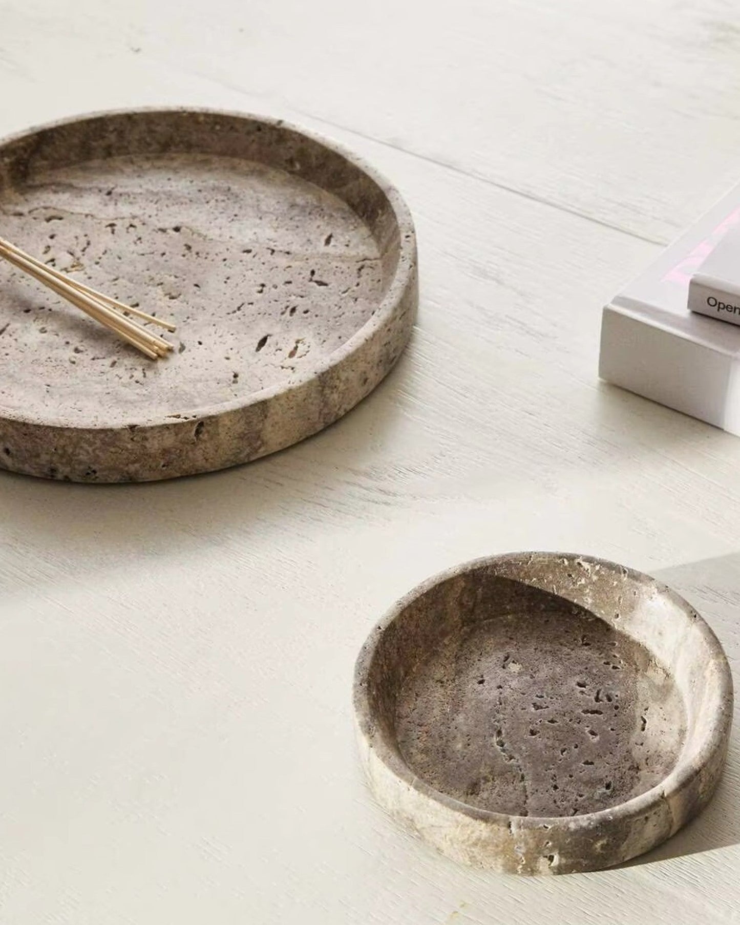 Light Grey Round Marble Storage Tray - 25/20 cm