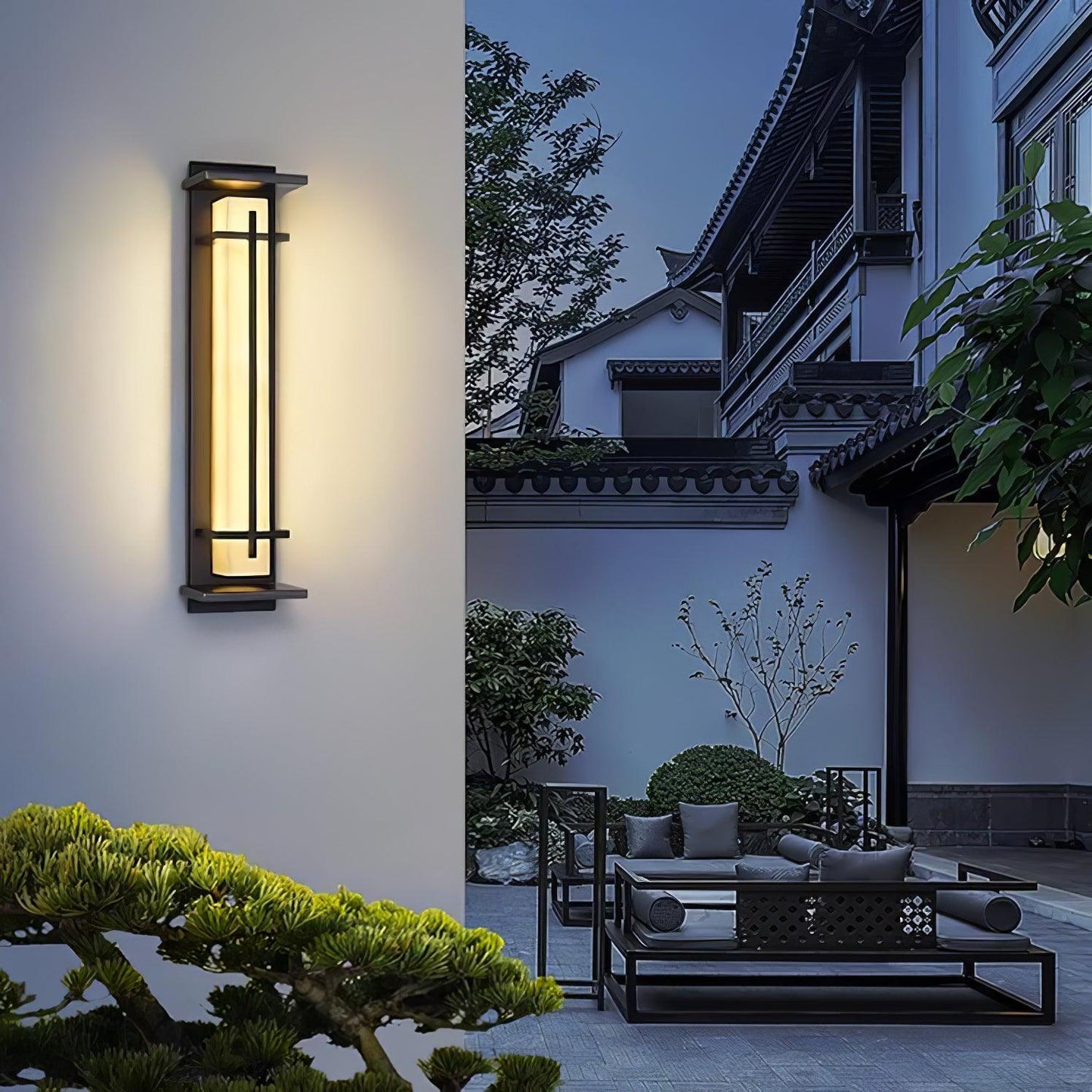 Ray Square Waterproof Outdoor Wall Lamp - Imitation Alabaster Finish