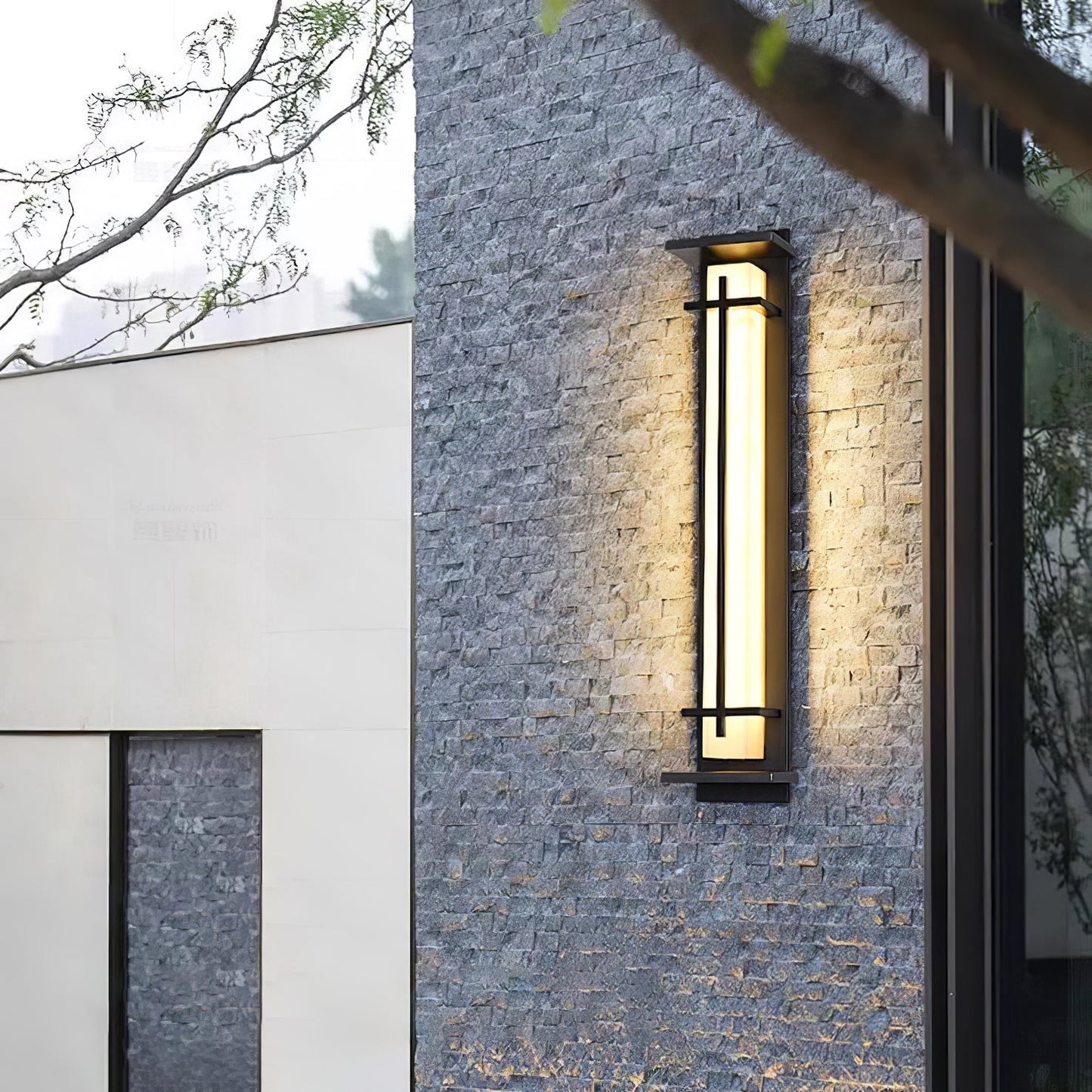 Ray Square Waterproof Outdoor Wall Lamp - Imitation Alabaster Finish