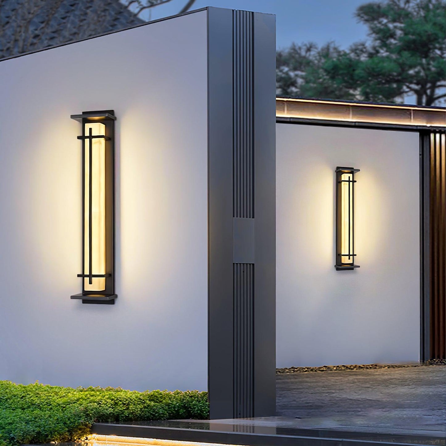 Ray Square Waterproof Outdoor Wall Lamp - Imitation Alabaster Finish