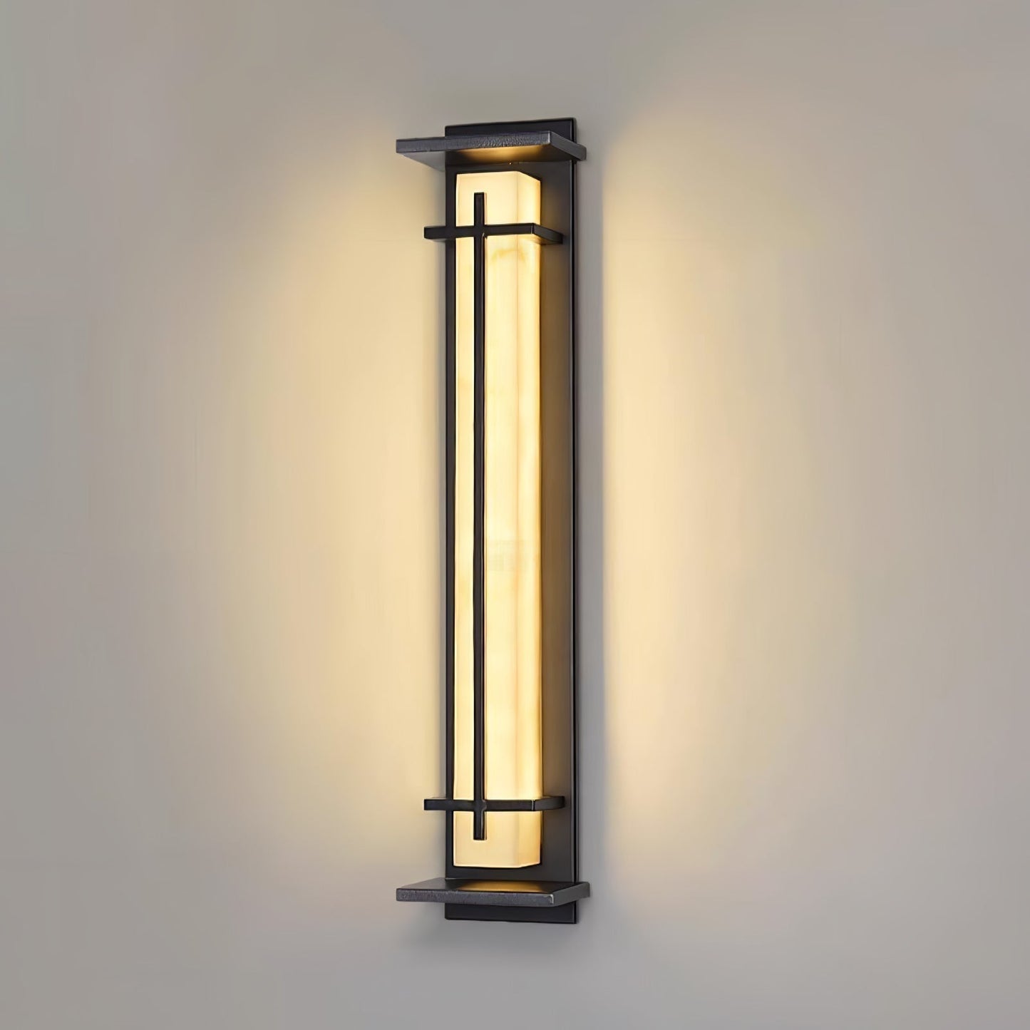 Ray Square Waterproof Outdoor Wall Lamp - Imitation Alabaster Finish