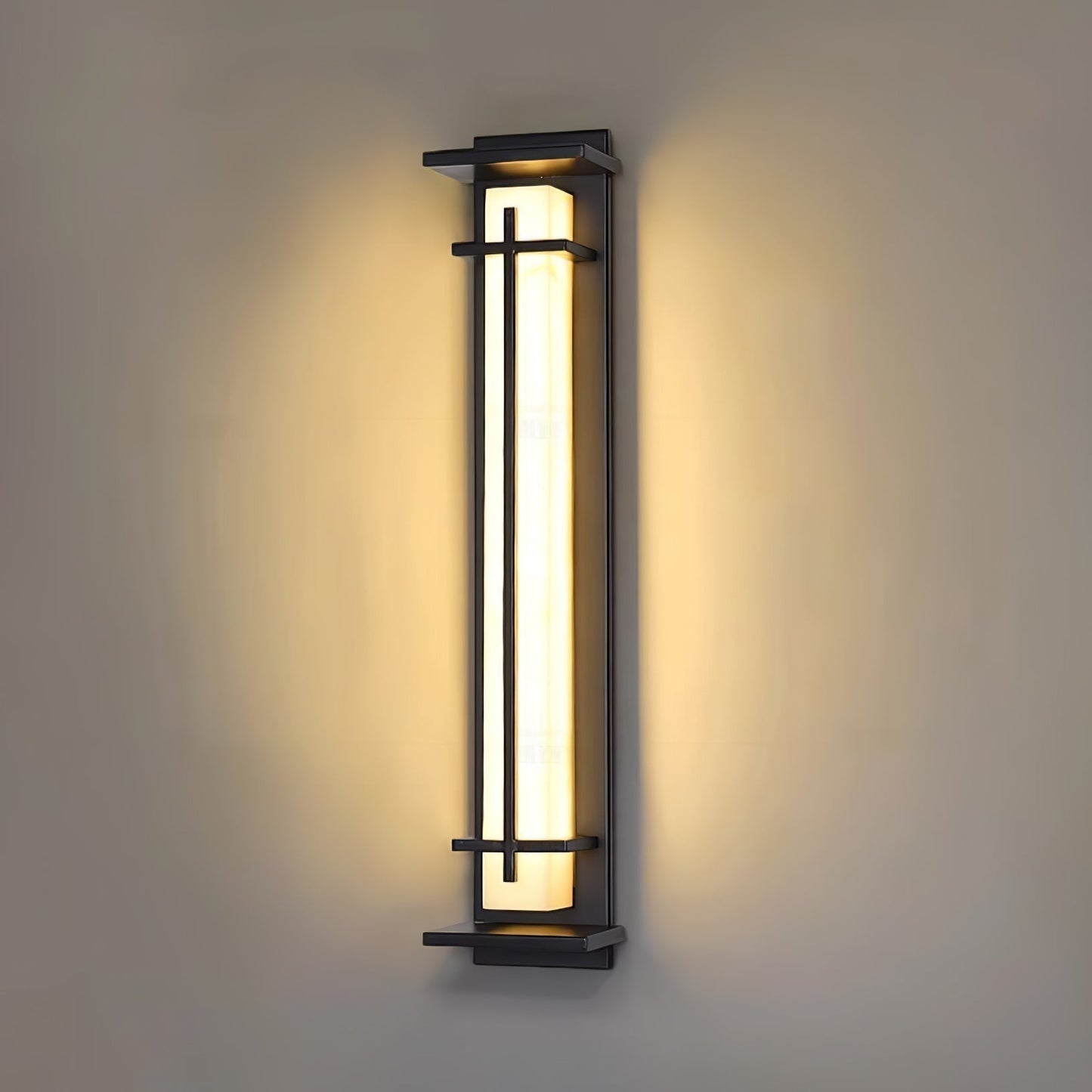 Ray Square Waterproof Outdoor Wall Lamp - Imitation Alabaster Finish