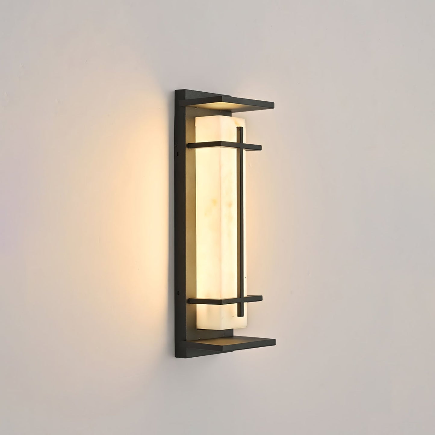 Ray Square Waterproof Outdoor Wall Lamp - Imitation Alabaster Finish