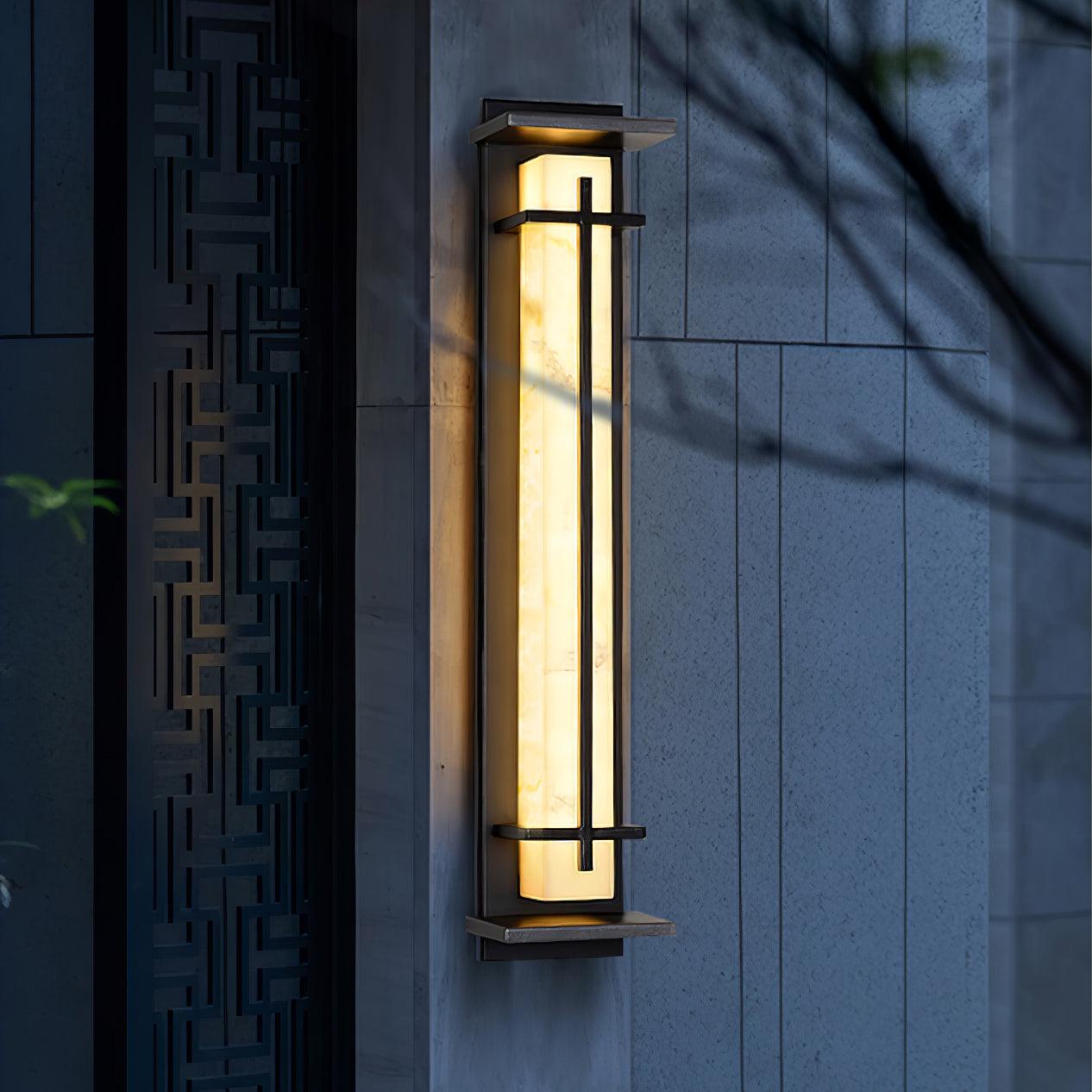 Ray Square Waterproof Outdoor Wall Lamp - Imitation Alabaster Finish