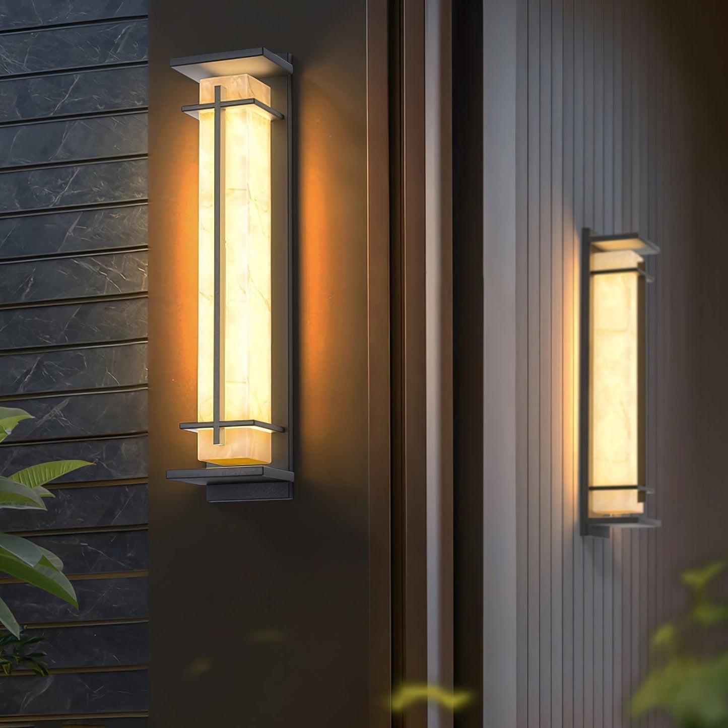 Ray Square Waterproof Outdoor Wall Lamp - Imitation Alabaster Finish