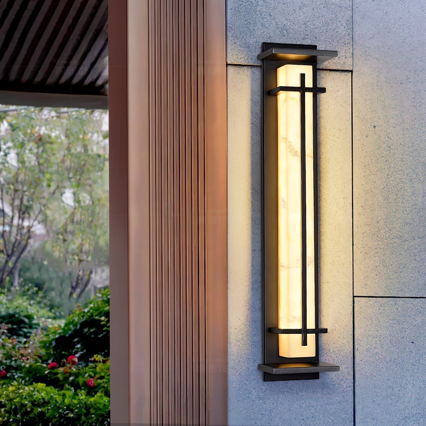 Ray Square Waterproof Outdoor Wall Lamp - Imitation Alabaster Finish