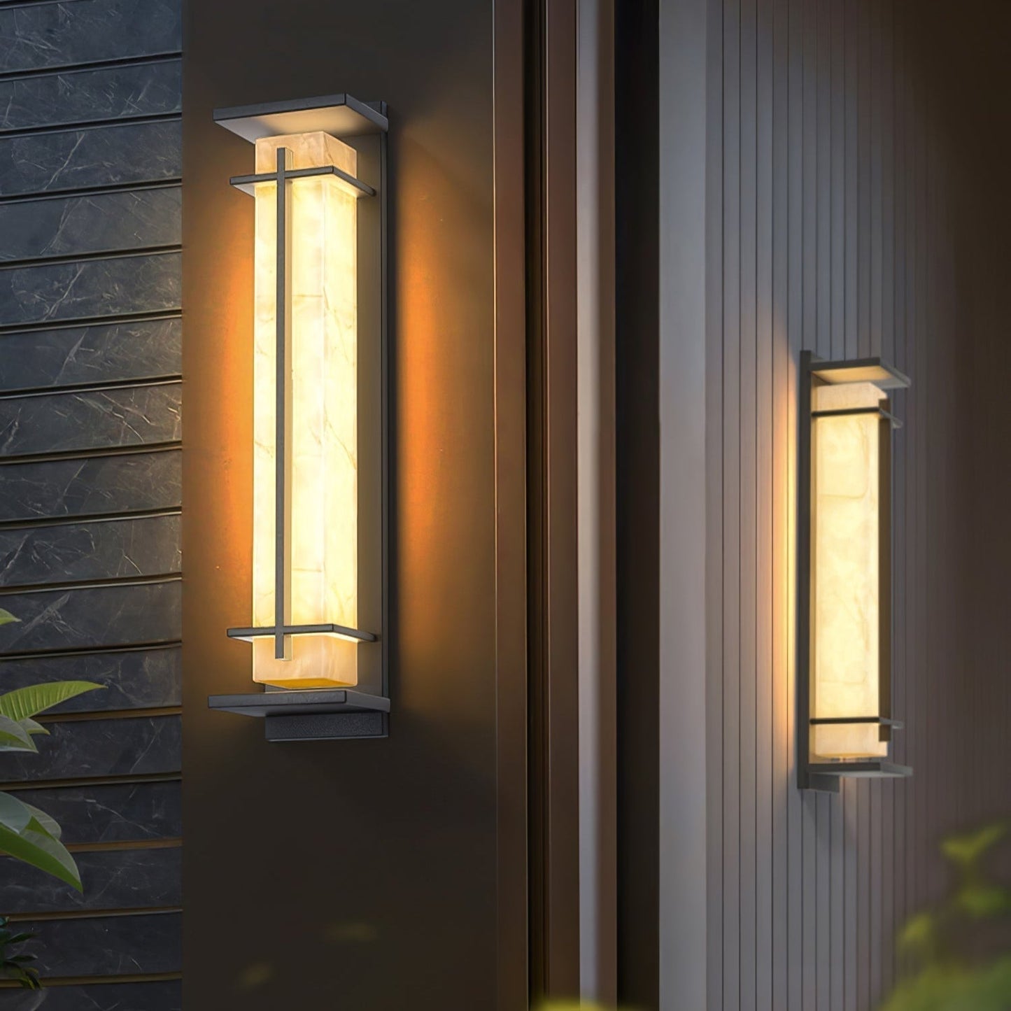Ray Square Waterproof Outdoor Wall Lamp - Imitation Alabaster Finish