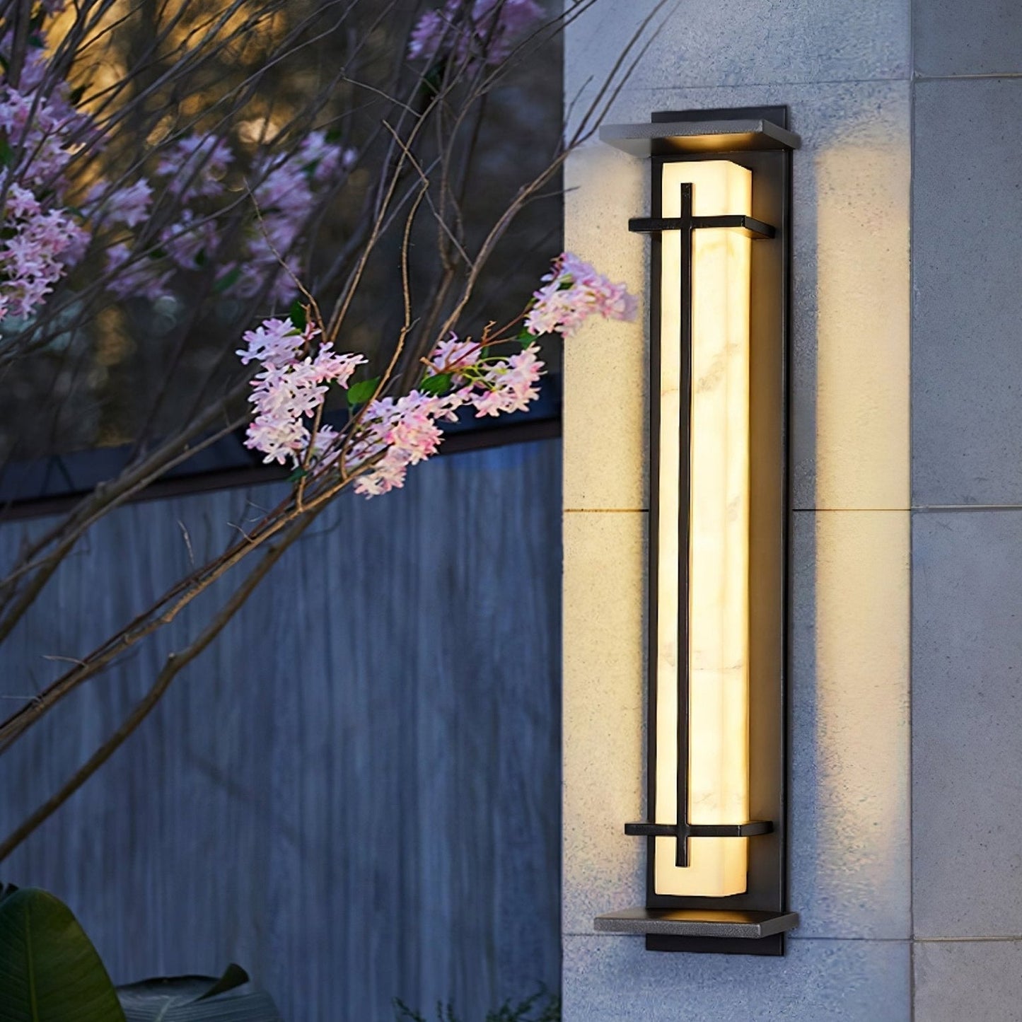 Ray Square Waterproof Outdoor Wall Lamp - Imitation Alabaster Finish