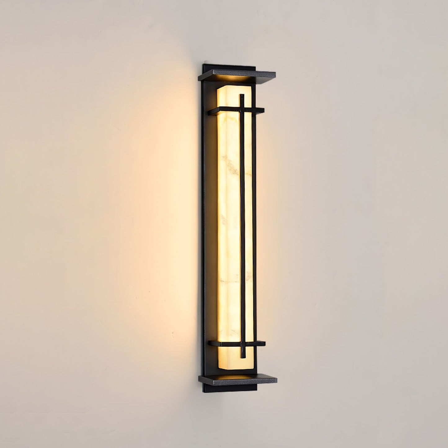 Ray Square Waterproof Outdoor Wall Lamp - Imitation Alabaster Finish