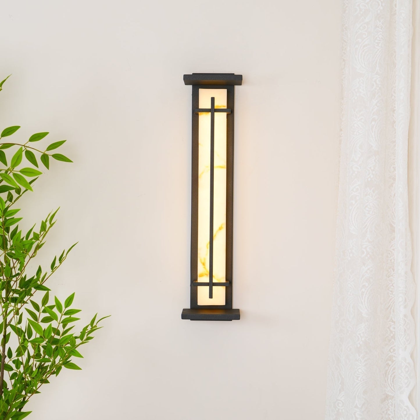 Ray Square Waterproof Outdoor Wall Lamp - Imitation Alabaster Finish