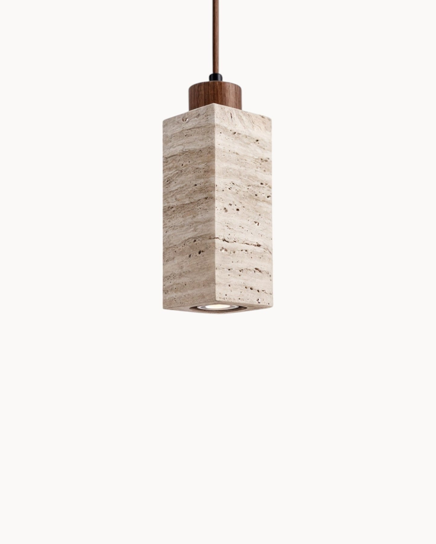 Gerini – Set of Pendant Lights Crafted from Travertine with Walnut Accents
