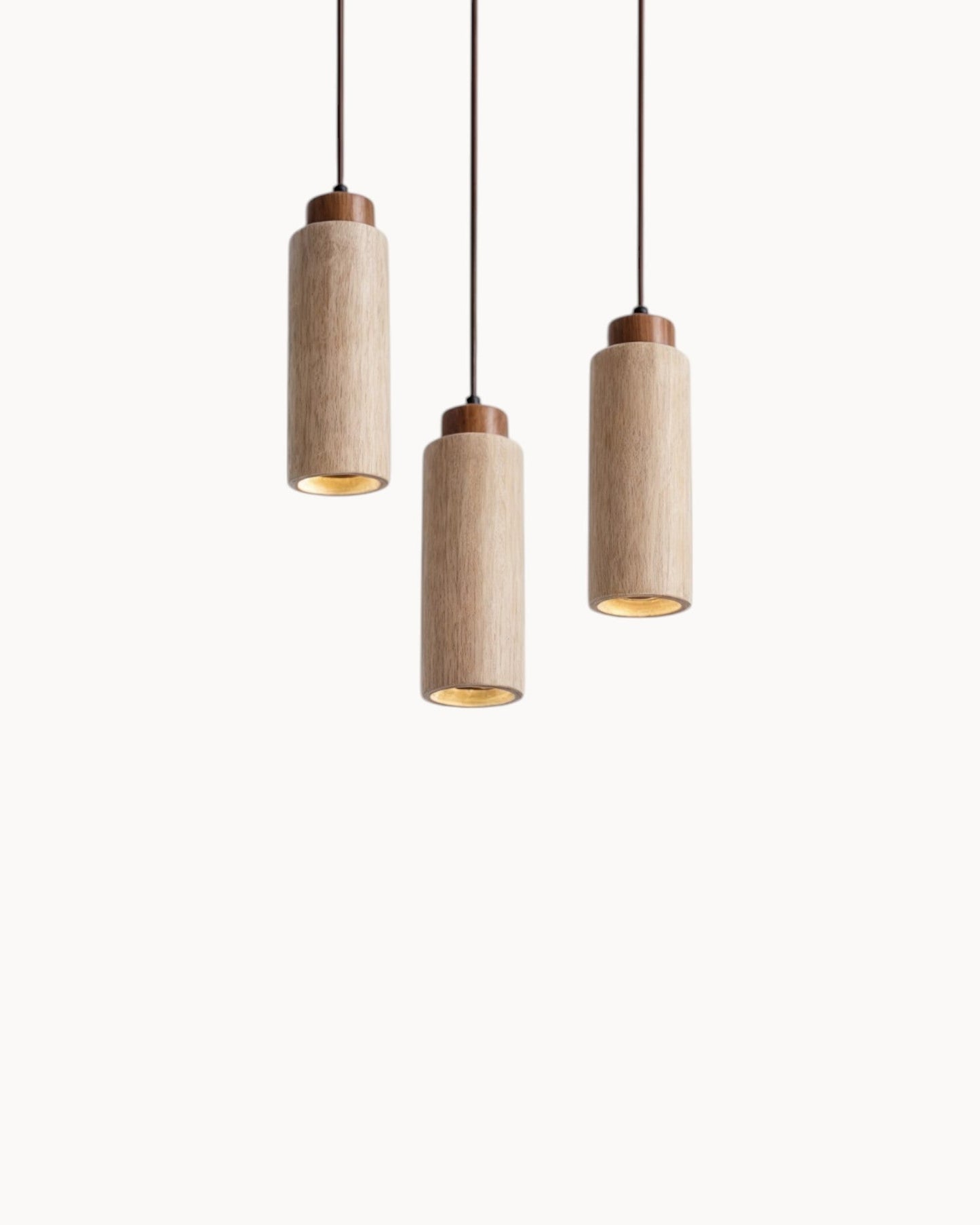 Gerini – Set of Pendant Lights Crafted from Travertine with Walnut Accents