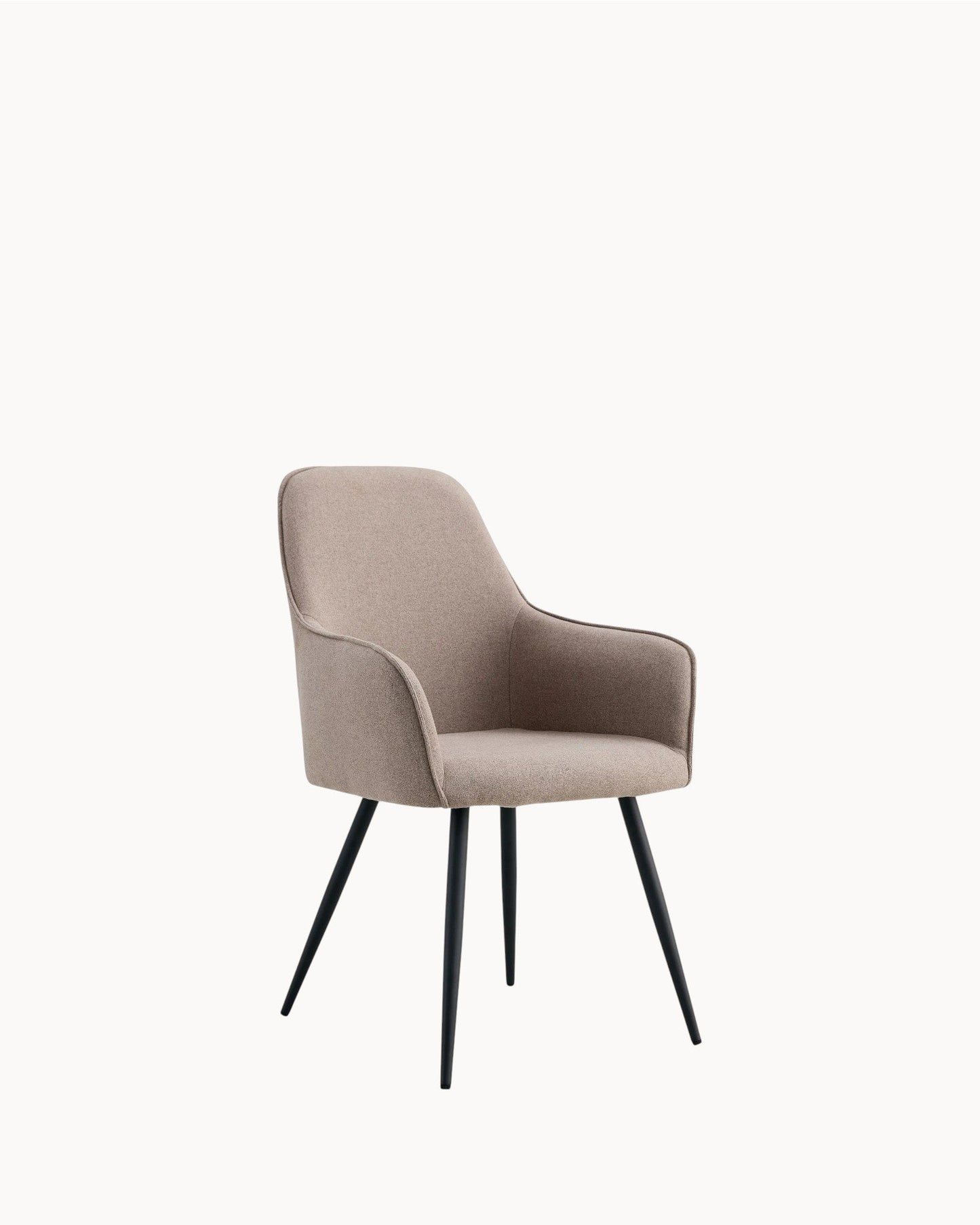 Set of 2 Harbo Dining Chairs – Stone Fabric Upholstery with Black Metal Legs