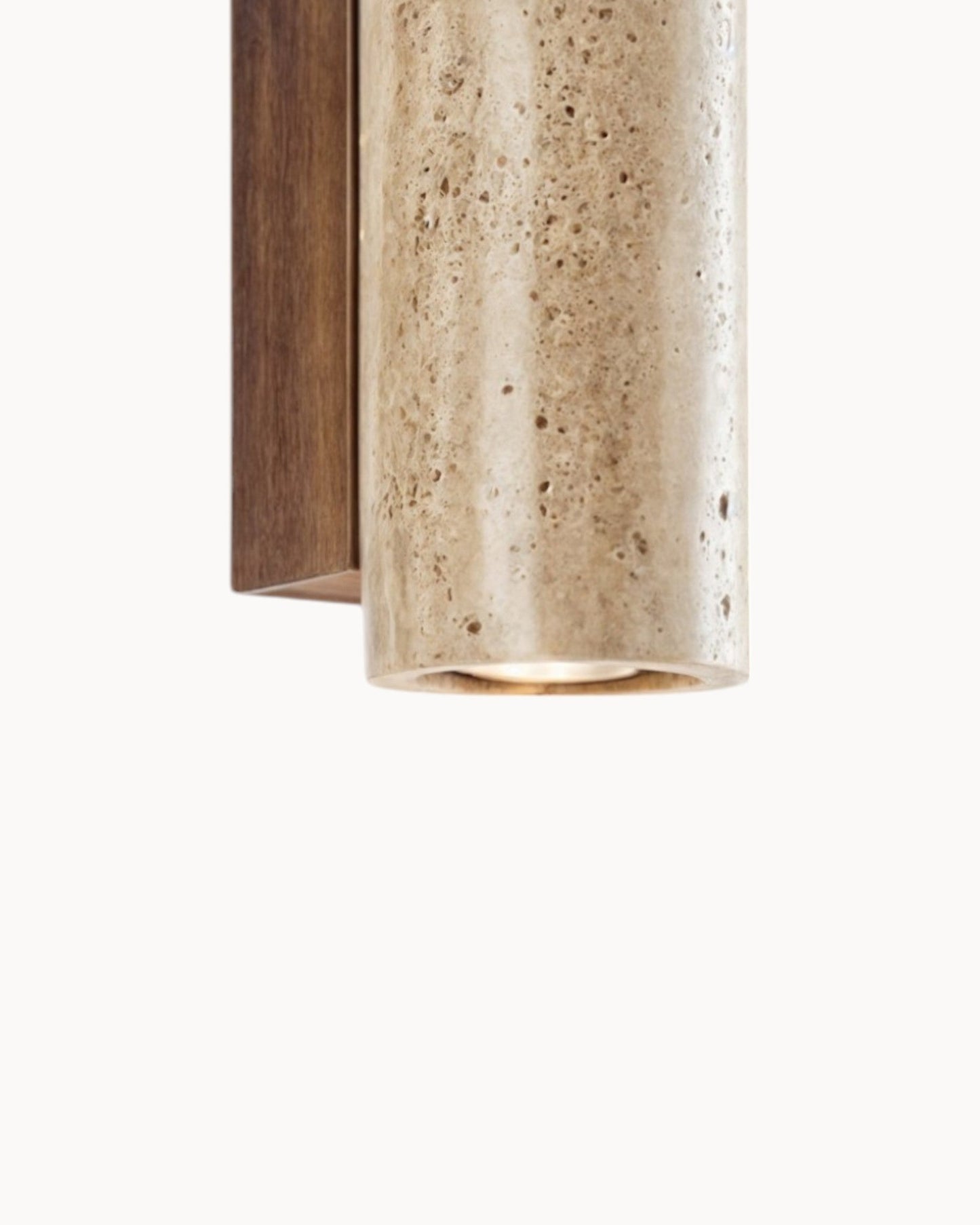 Gerini Square Wall Light – Natural Stone Travertine with Wooden Base – E27