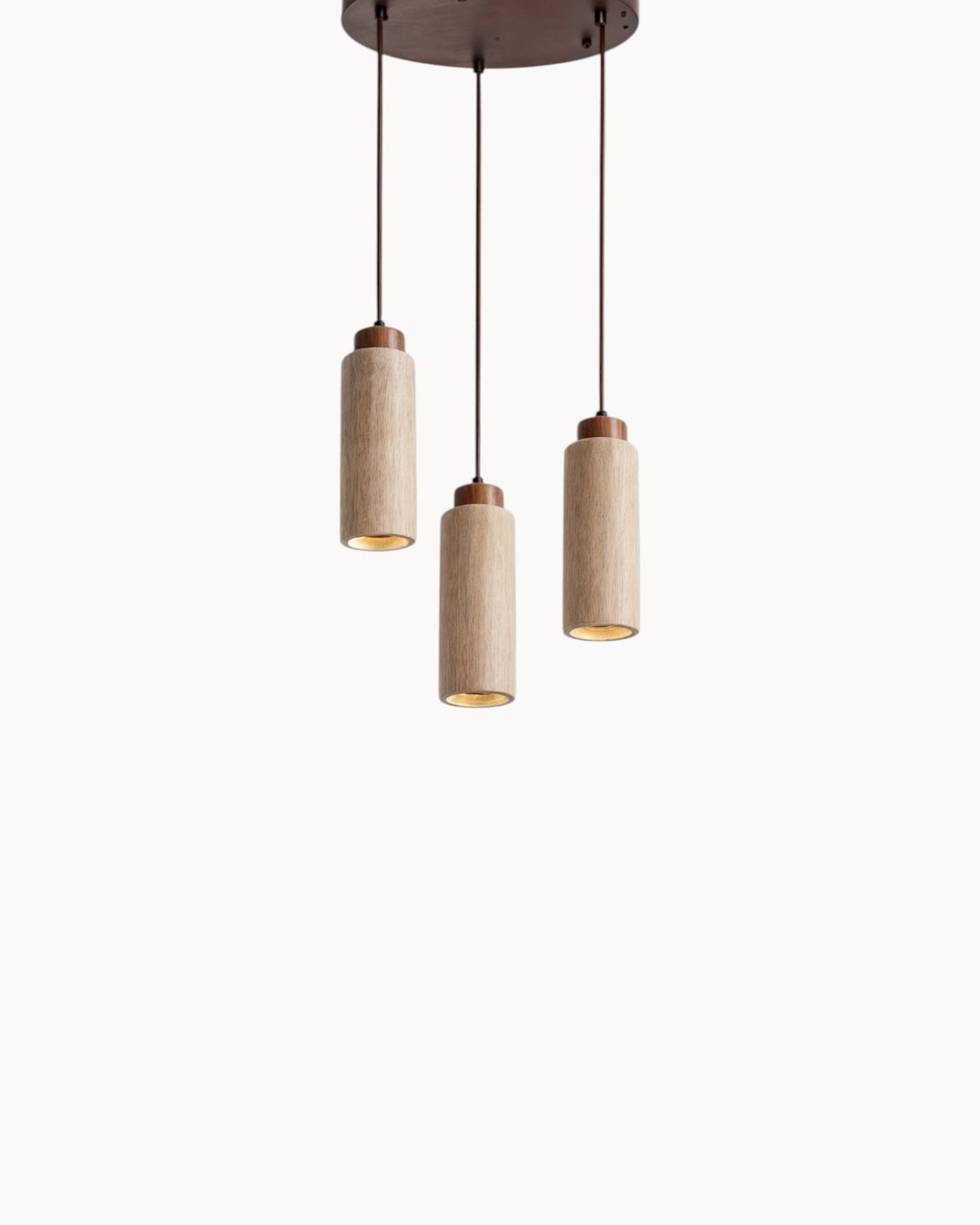 Gerini – Set of Pendant Lights Crafted from Travertine with Walnut Accents