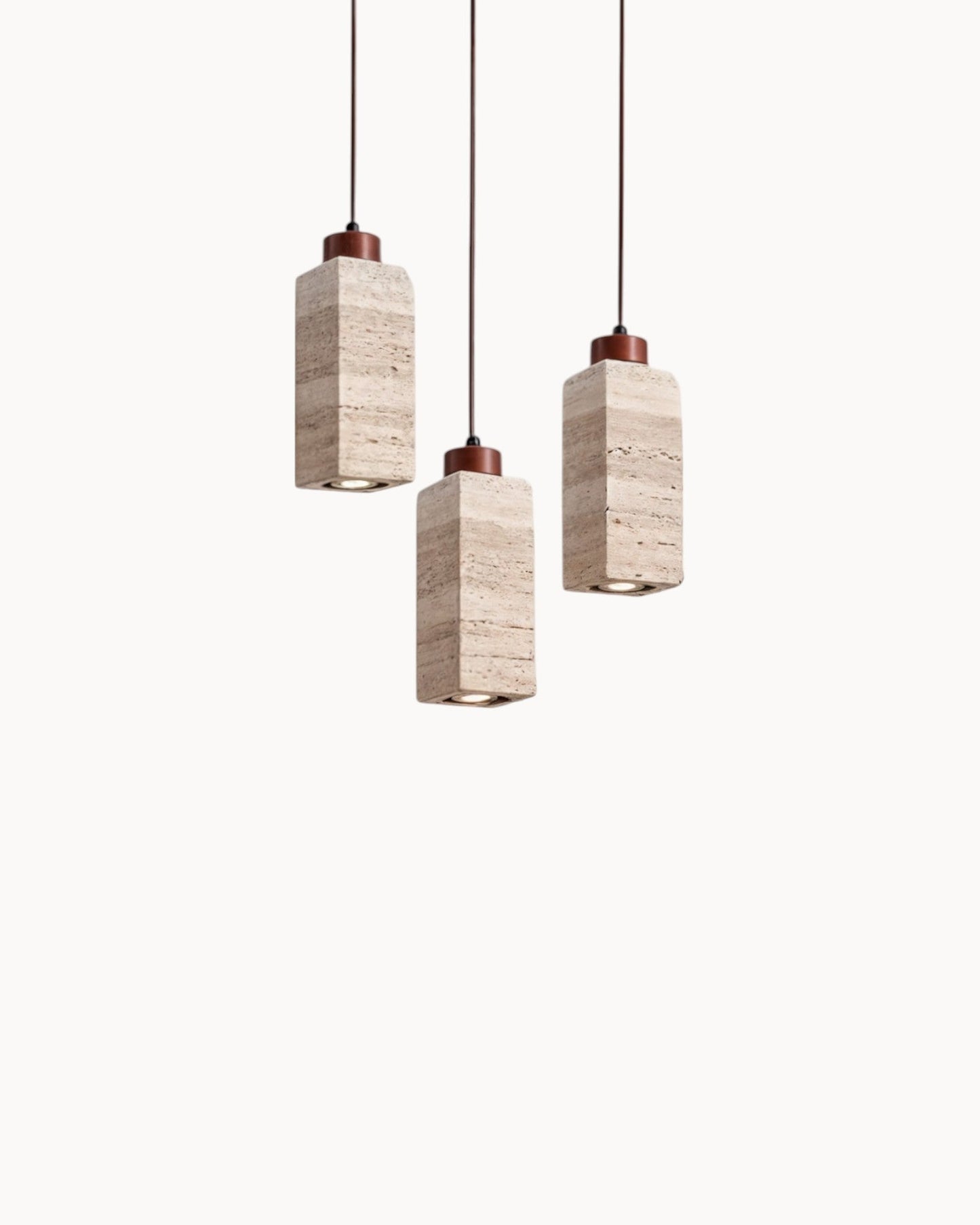 Gerini – Set of Pendant Lights Crafted from Travertine with Walnut Accents