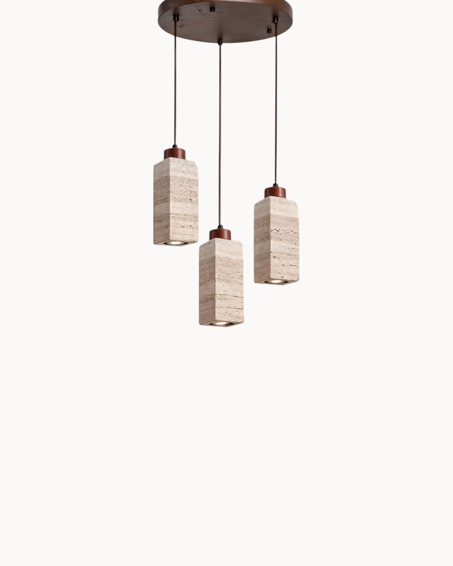 Gerini – Set of Pendant Lights Crafted from Travertine with Walnut Accents