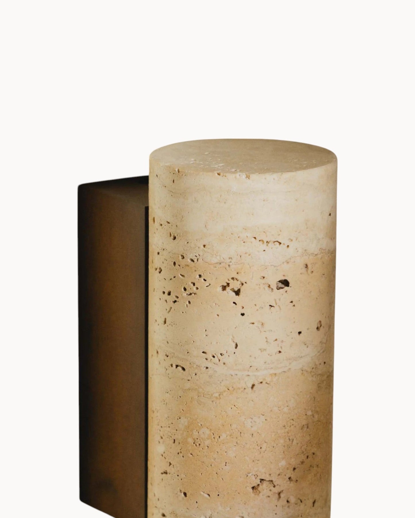 Gerini Square Wall Light – Natural Stone Travertine with Wooden Base – E27