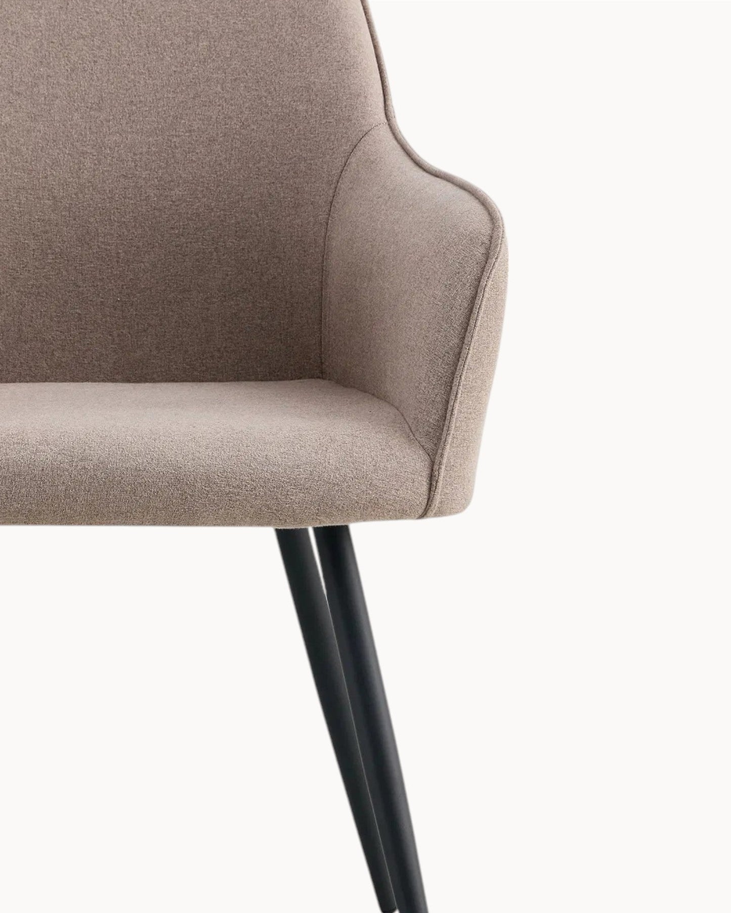 Set of 2 Harbo Dining Chairs – Stone Fabric Upholstery with Black Metal Legs
