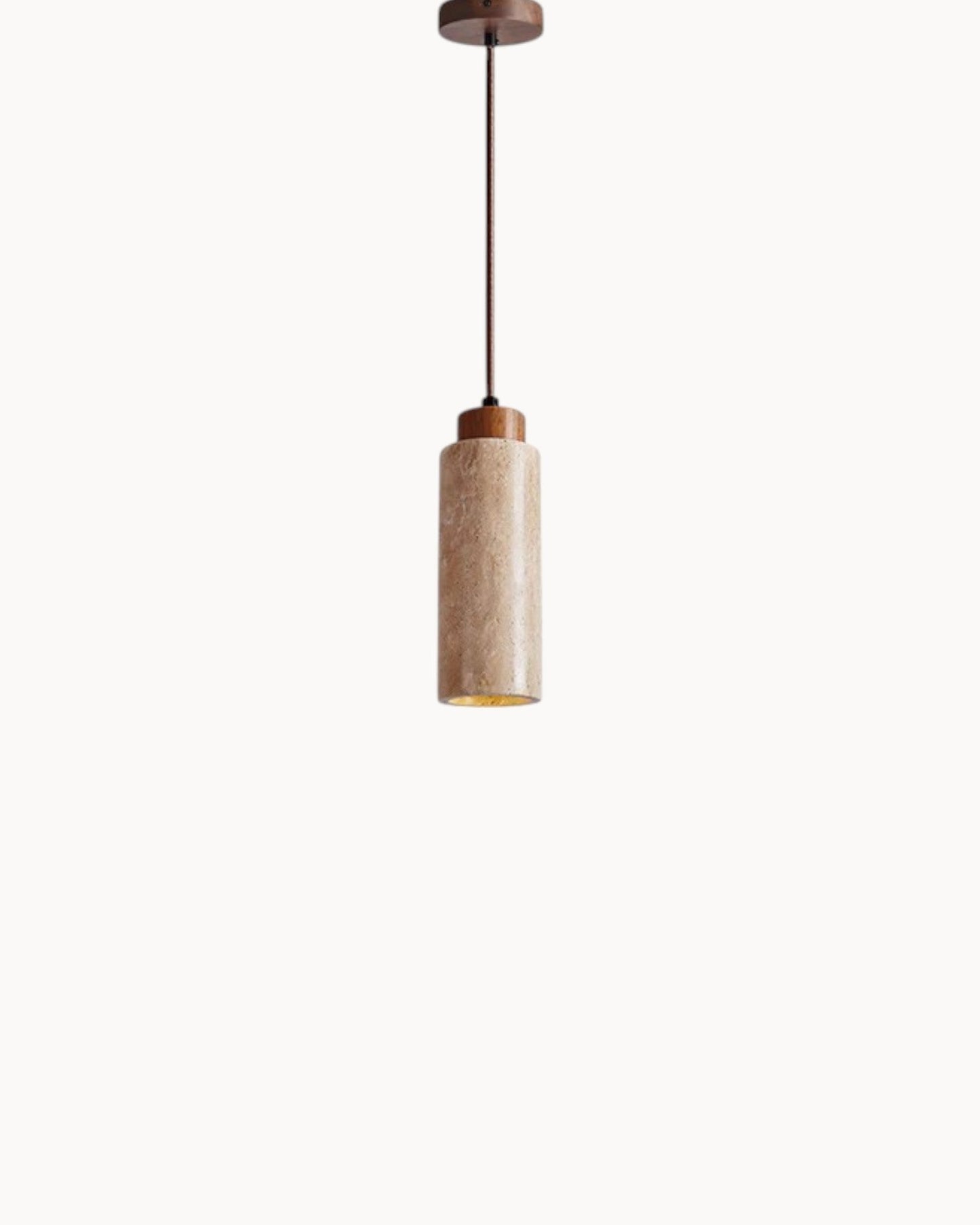 Gerini – Set of Pendant Lights Crafted from Travertine with Walnut Accents