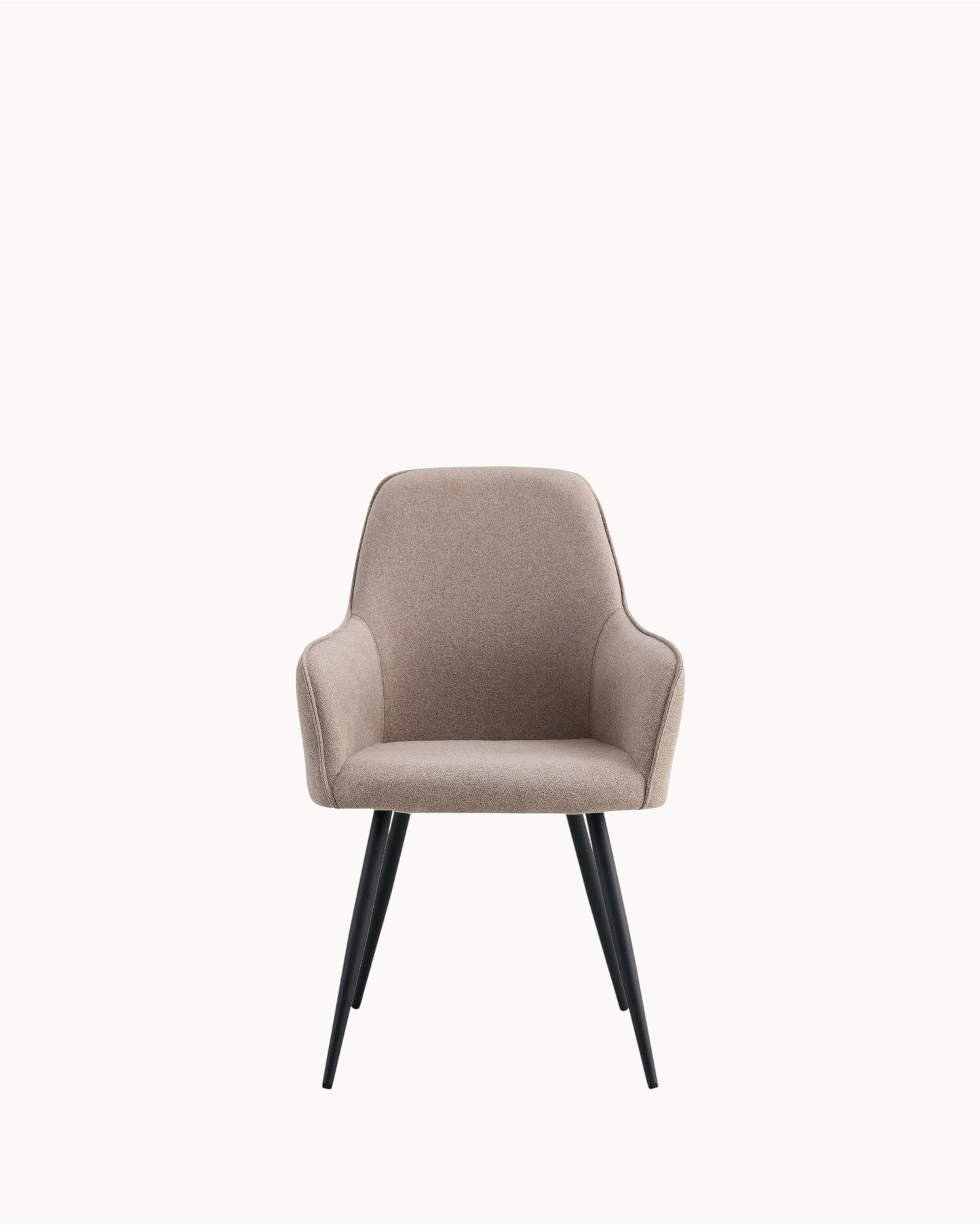 Set of 2 Harbo Dining Chairs – Stone Fabric Upholstery with Black Metal Legs