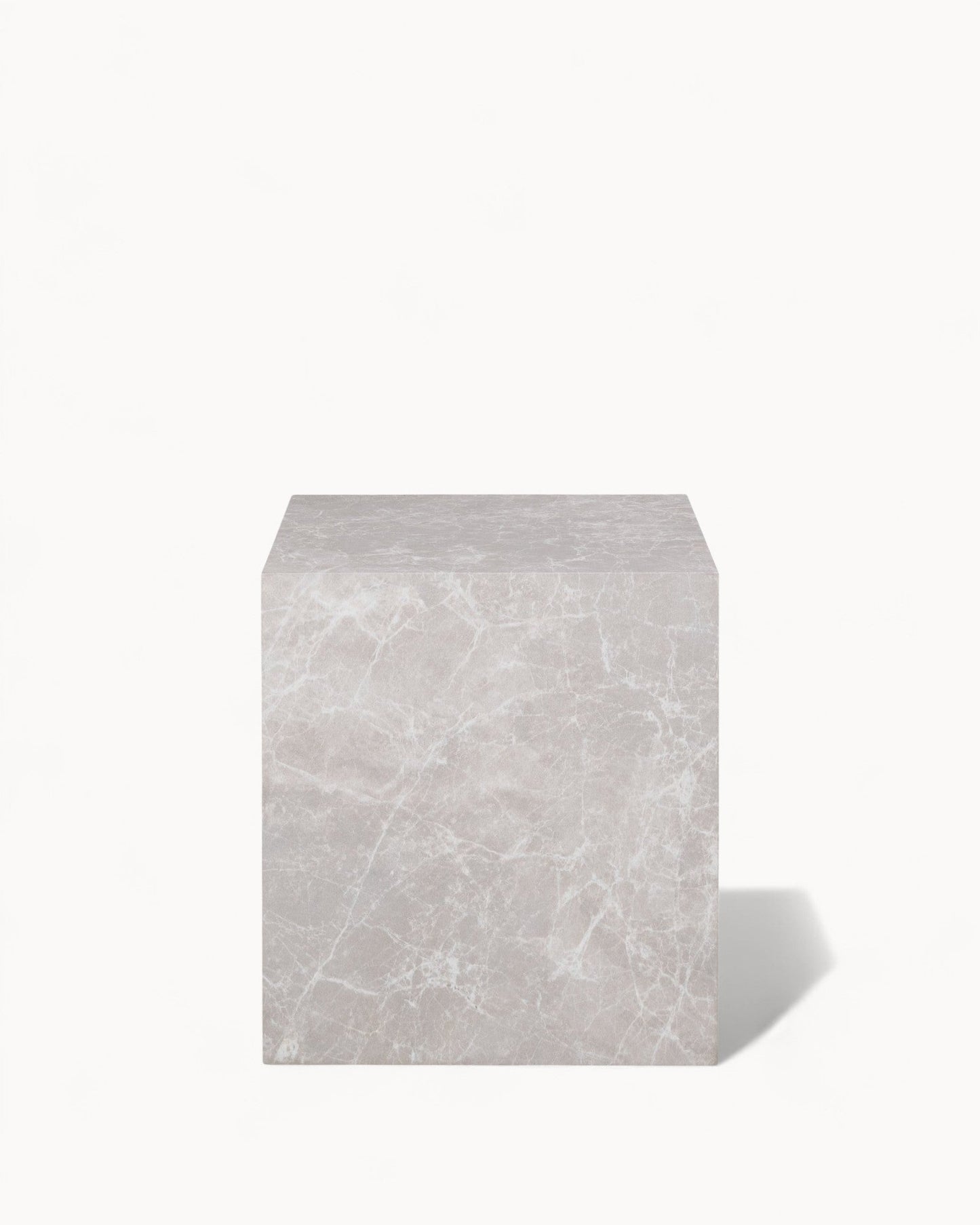 Prague Side Table - Beige Marble Finish - 40 x 40 x 45 cm