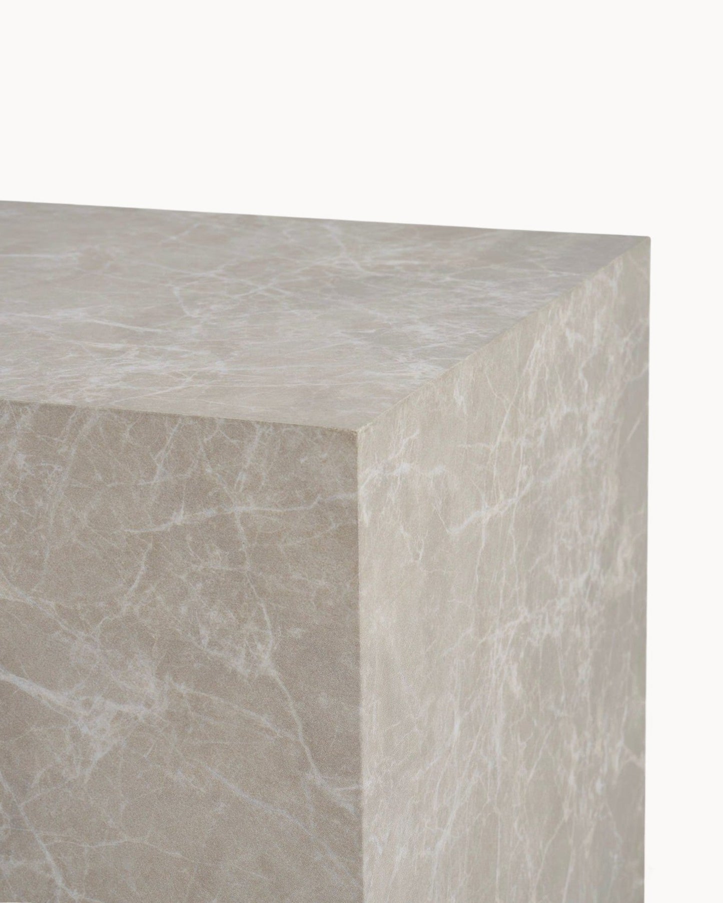 Prague Side Table - Beige Marble Finish - 40 x 40 x 45 cm